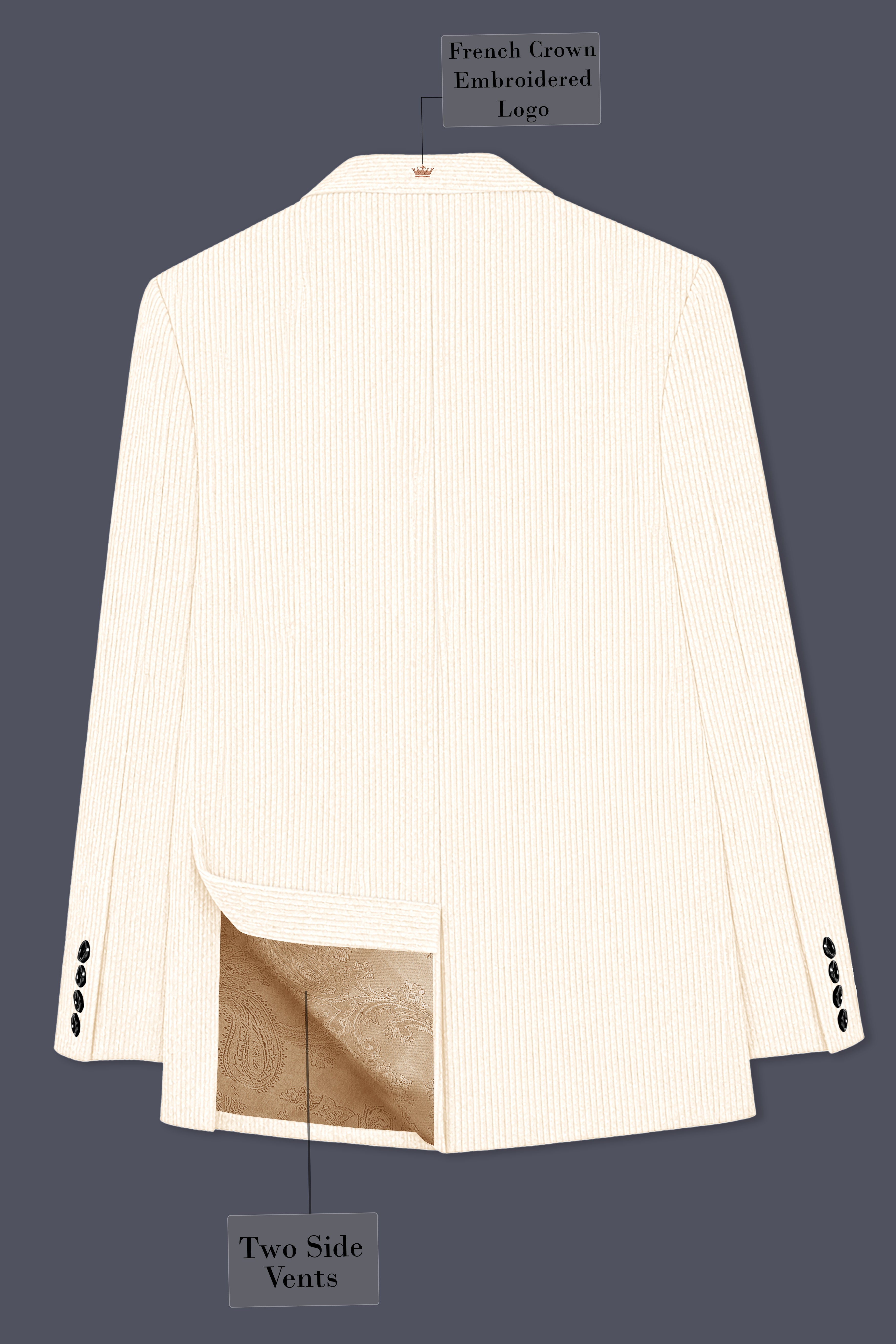 Ivoro-Swizzle Cream Corduroy Premium Single Breasted Sports Suit