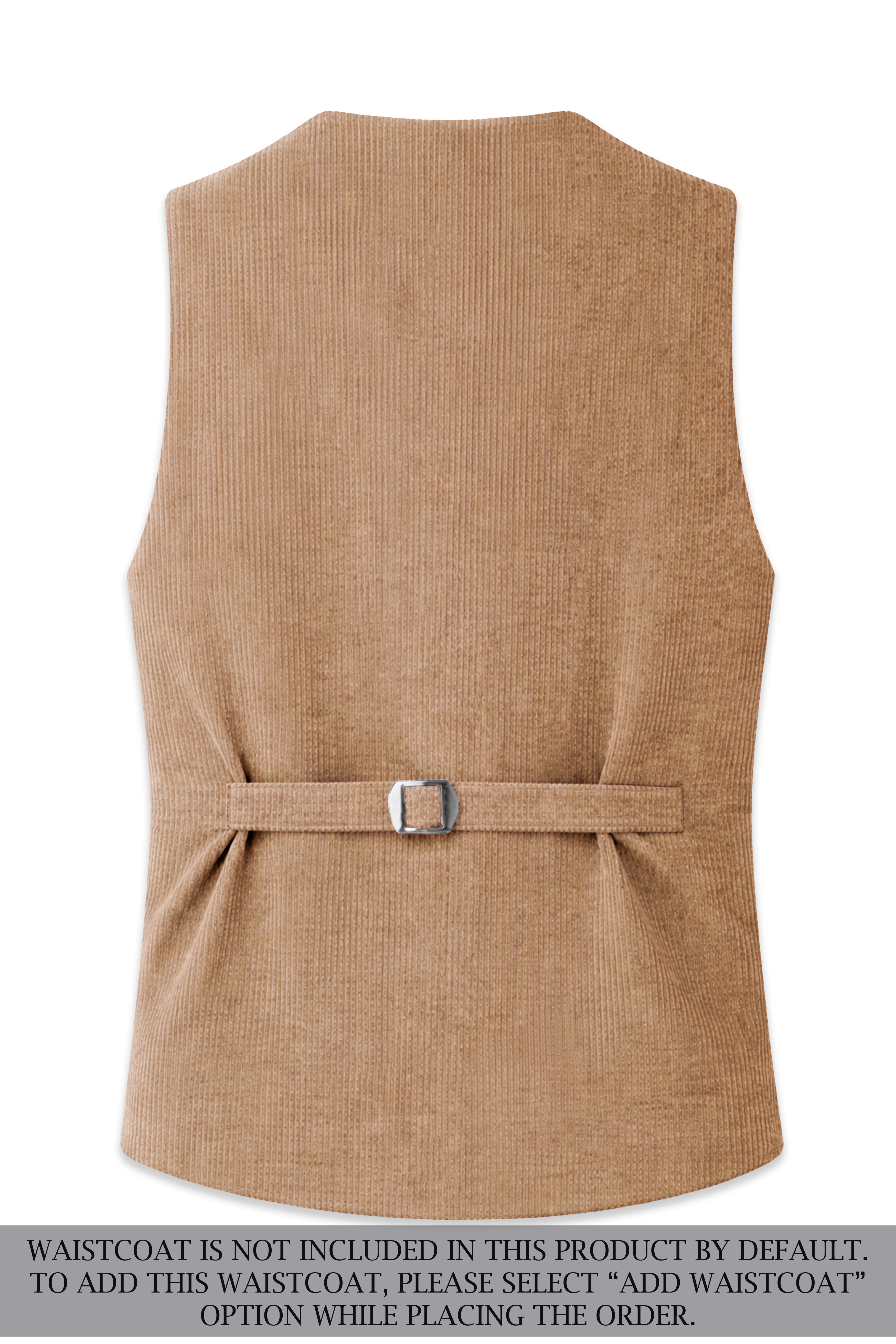 Cordenza-Muesli Brown Corduroy Premium Single Breasted Sports Suit