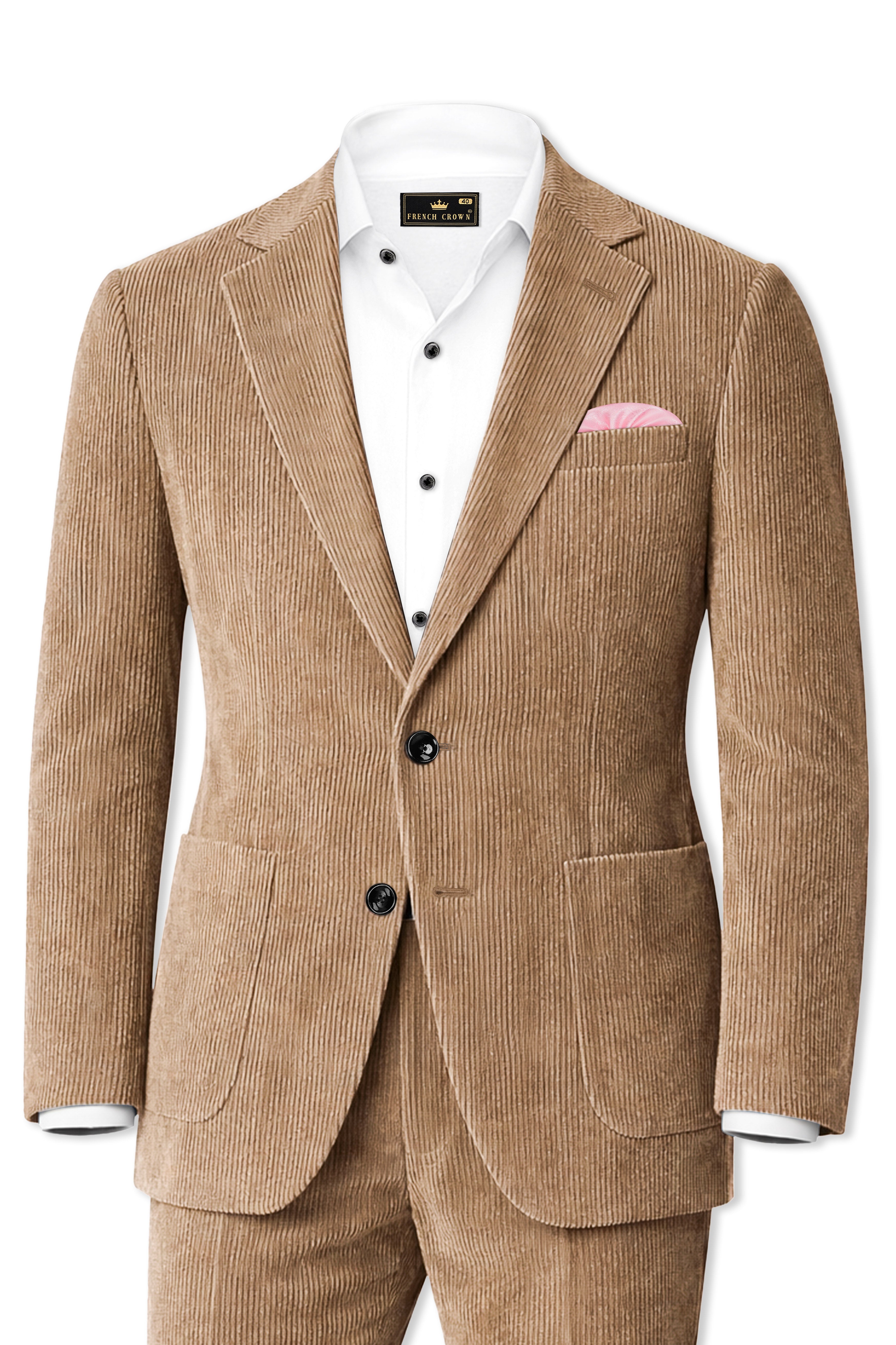 Cordenza-Muesli Brown Corduroy Premium Single Breasted Sports Suit