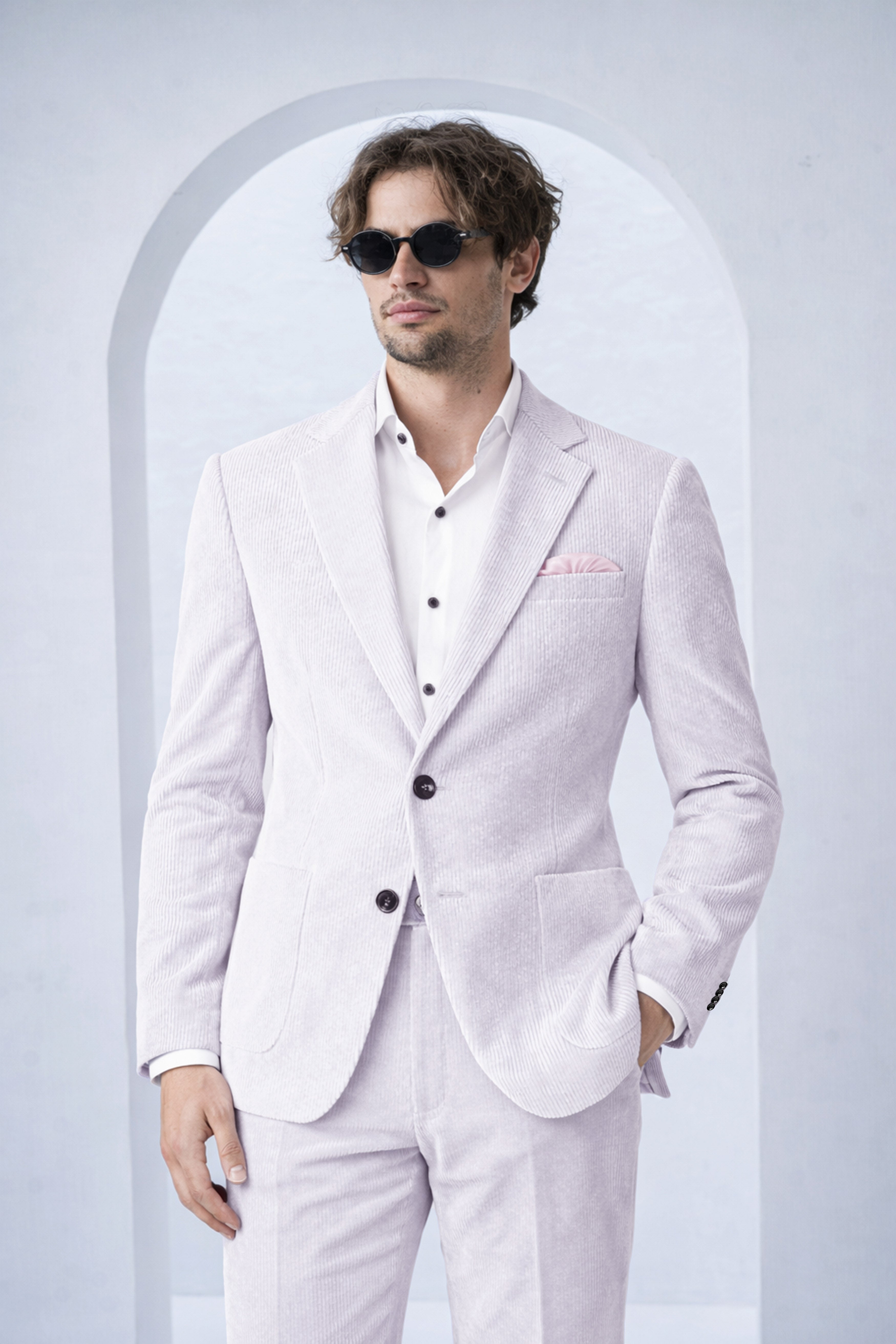 Auremerc-Mercury Gray Corduroy Single Breasted Sports Suit