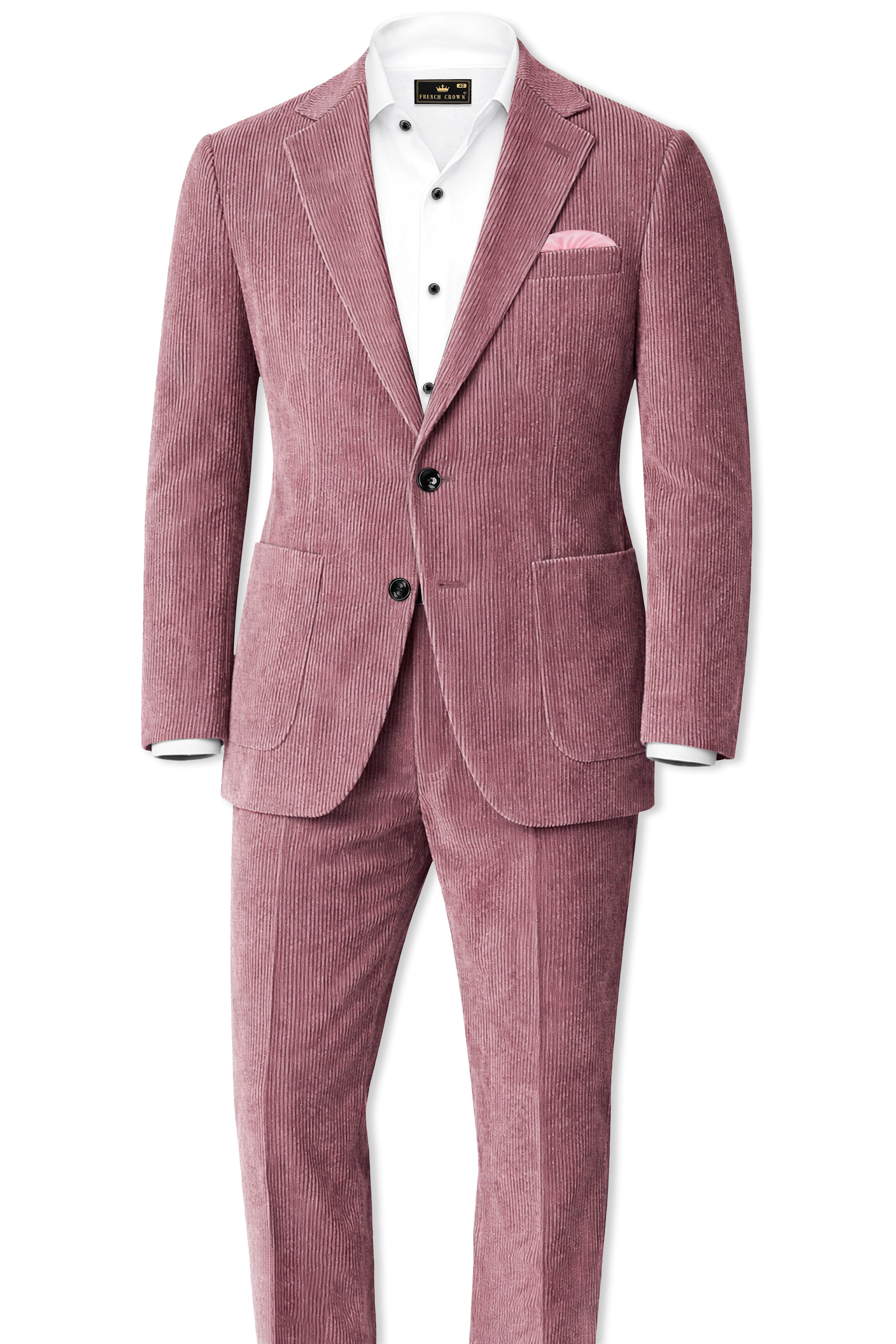 Petalux-Oriental Pink Textured Premium Corduroy Single Breasted