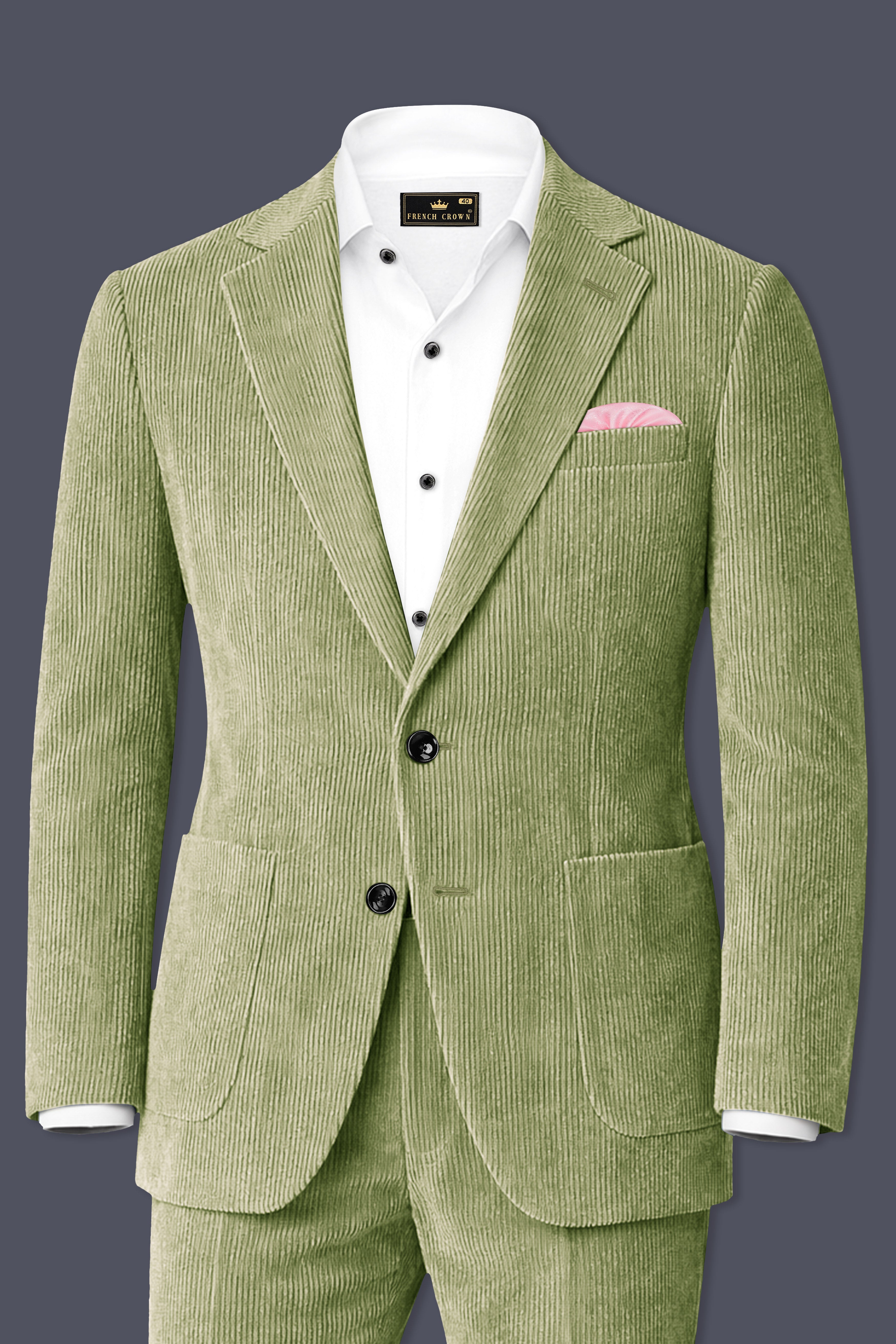 Aurethist-Thistle Green Corduroy Premium Single Breasted Sports Suit