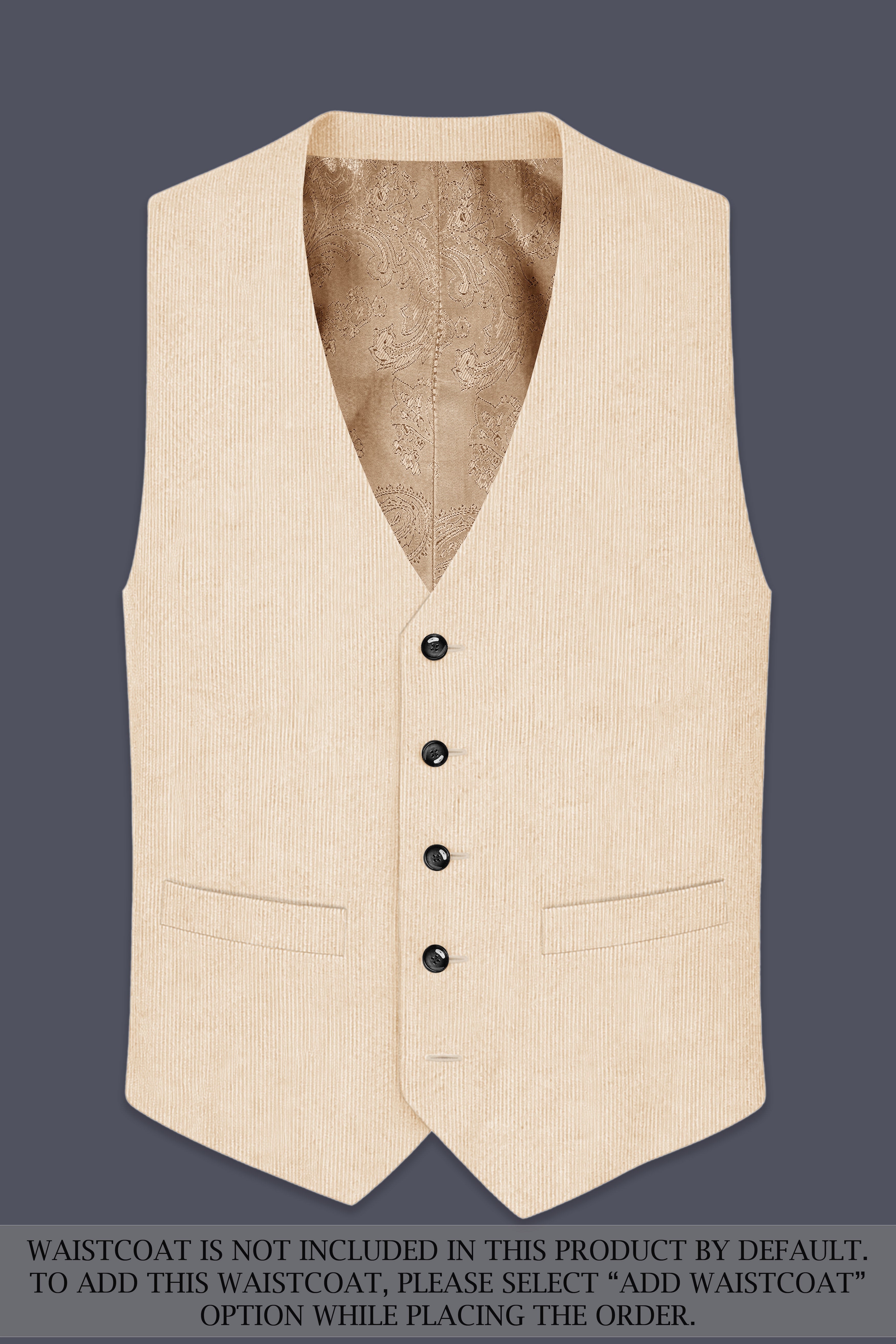 Hispanoro-Spanish Cream Corduroy Premium Single Breasted Sports Suit
