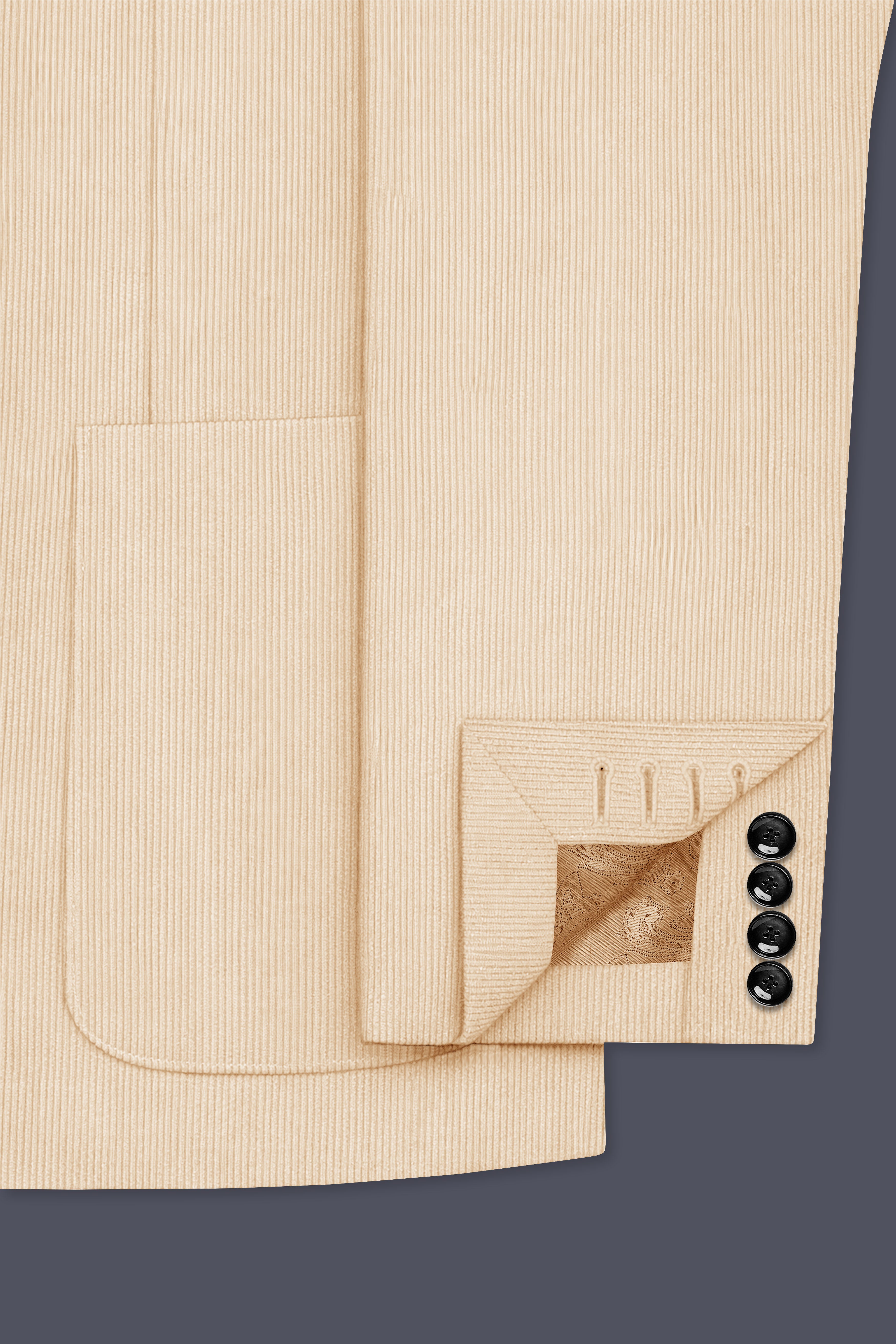 Hispanoro-Spanish Cream Corduroy Premium Single Breasted Sports Suit