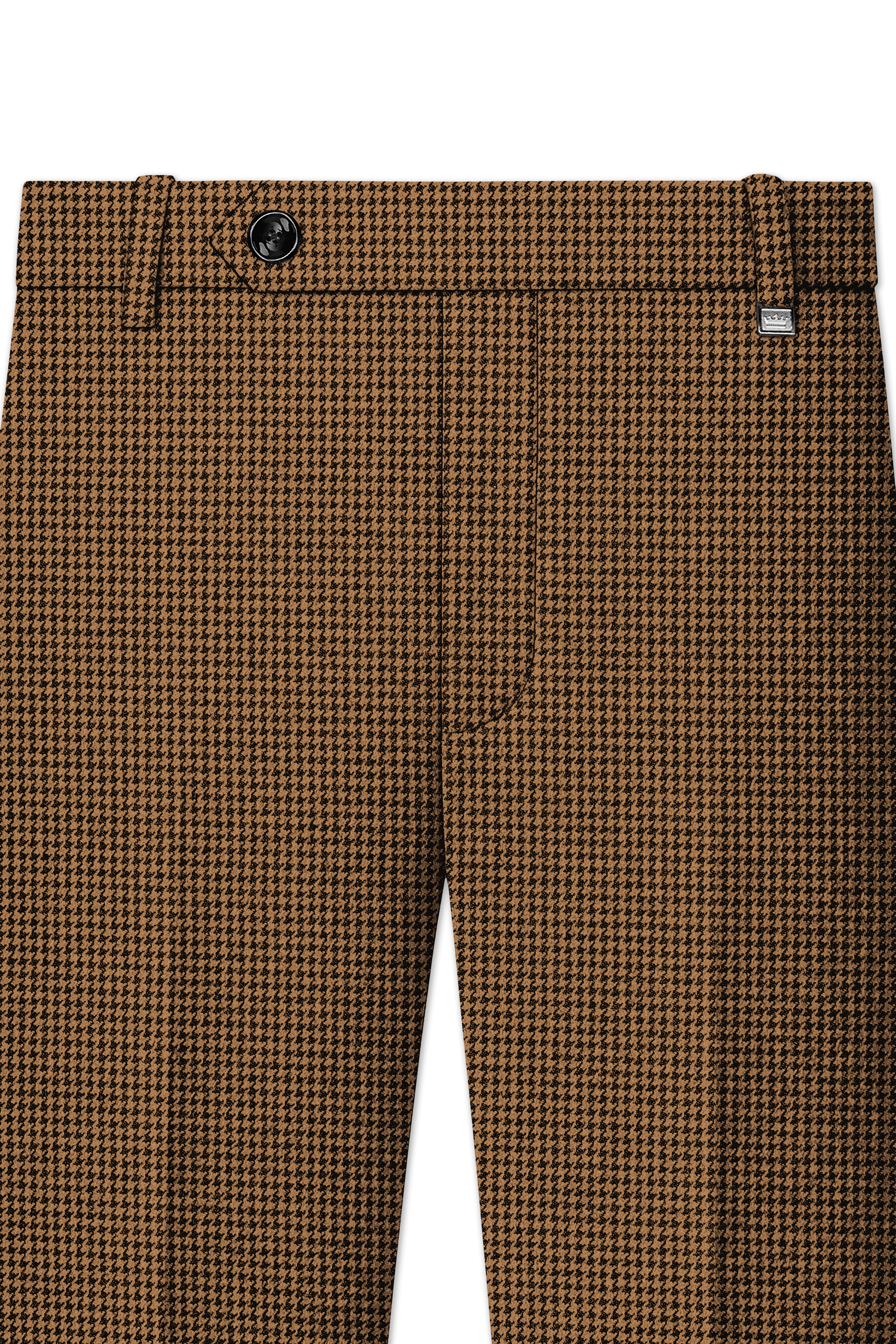 Regalis-Rope Brown Classic Houndstooth Textured Tweed Double Breasted Suit