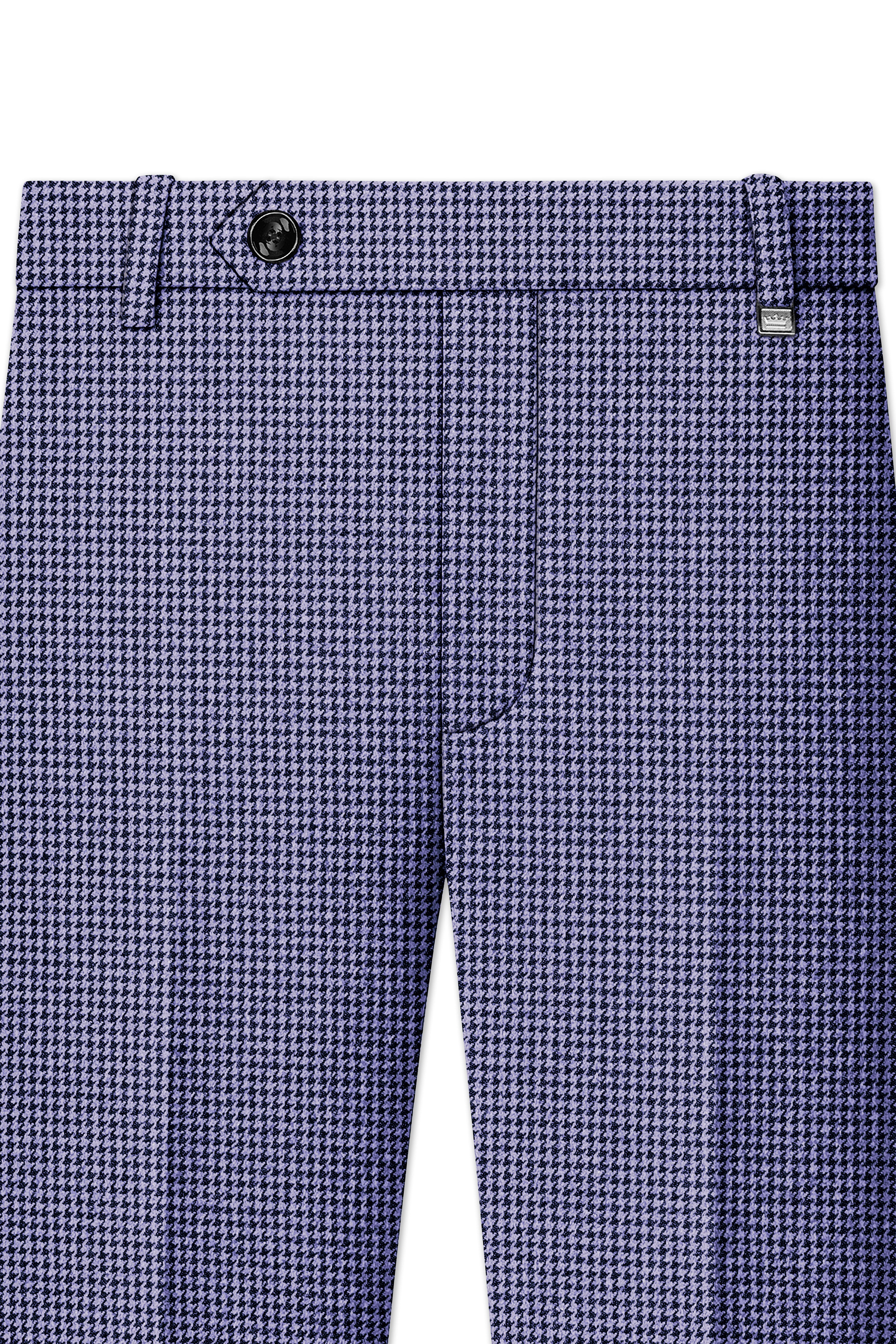 Dusk-Mulled Blue Classic Houndstooth Textured Tweed Double Breasted Suit