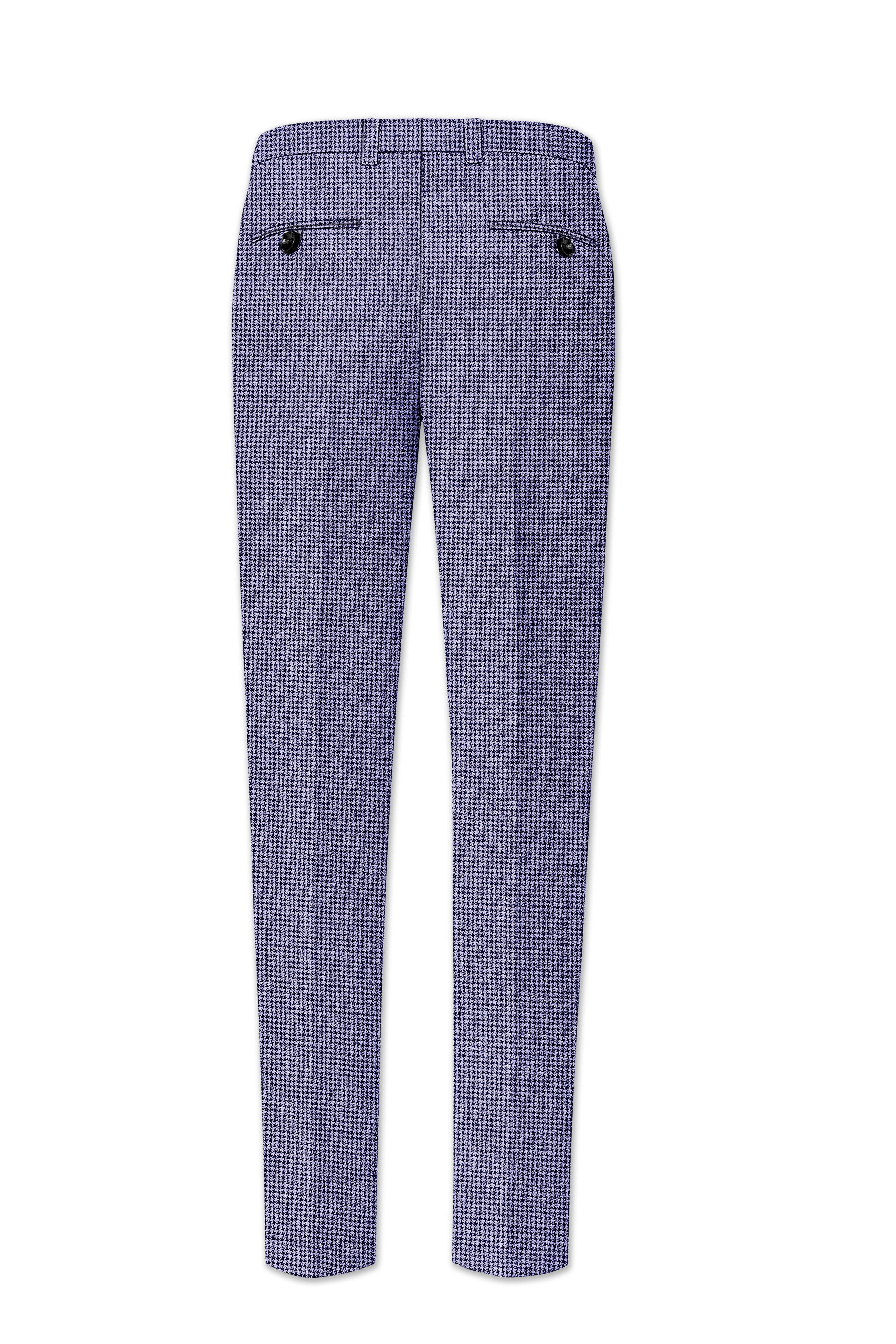 Dusk-Mulled Blue Classic Houndstooth Textured Tweed Double Breasted Suit