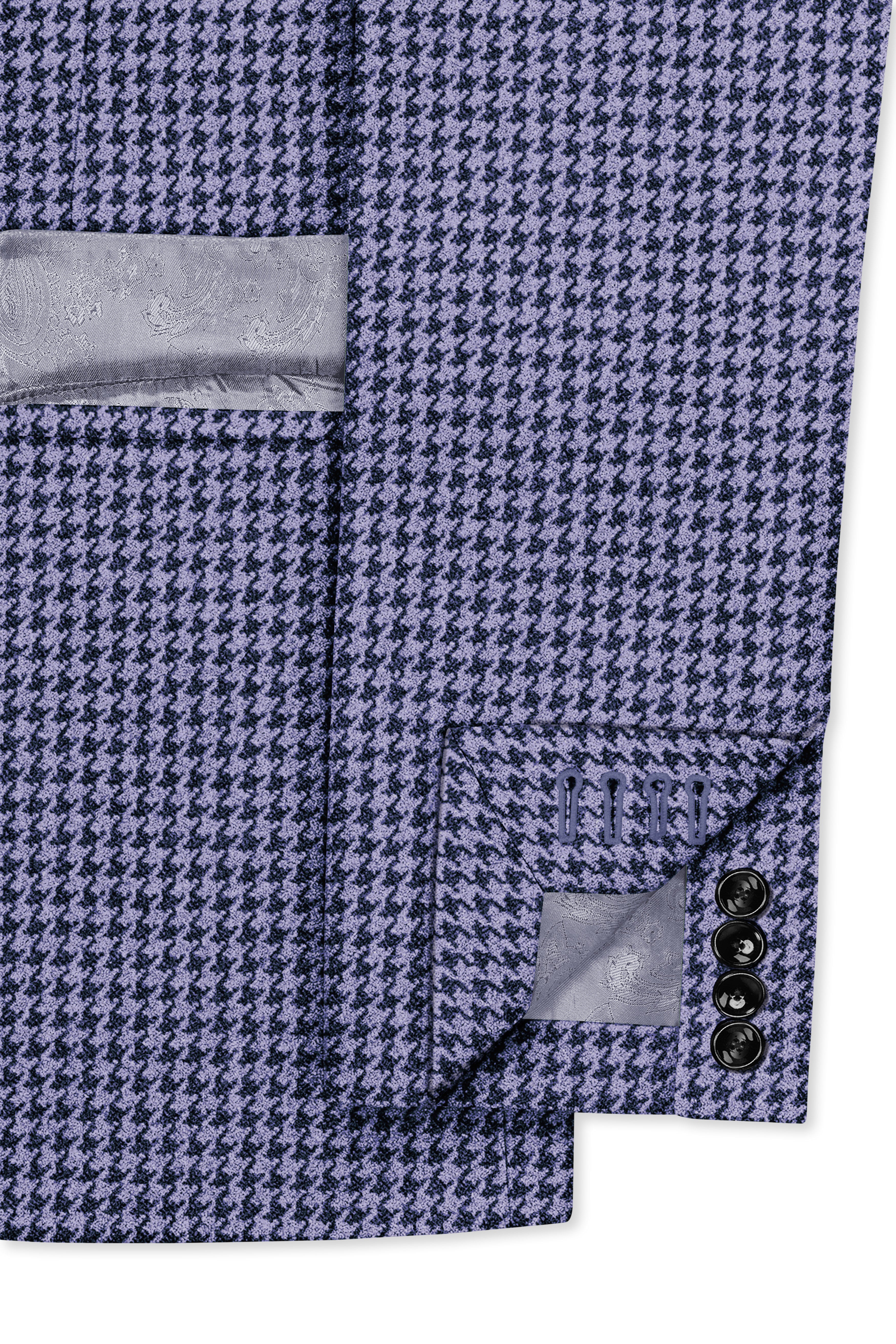 Dusk-Mulled Blue Classic Houndstooth Textured Tweed Double Breasted Suit