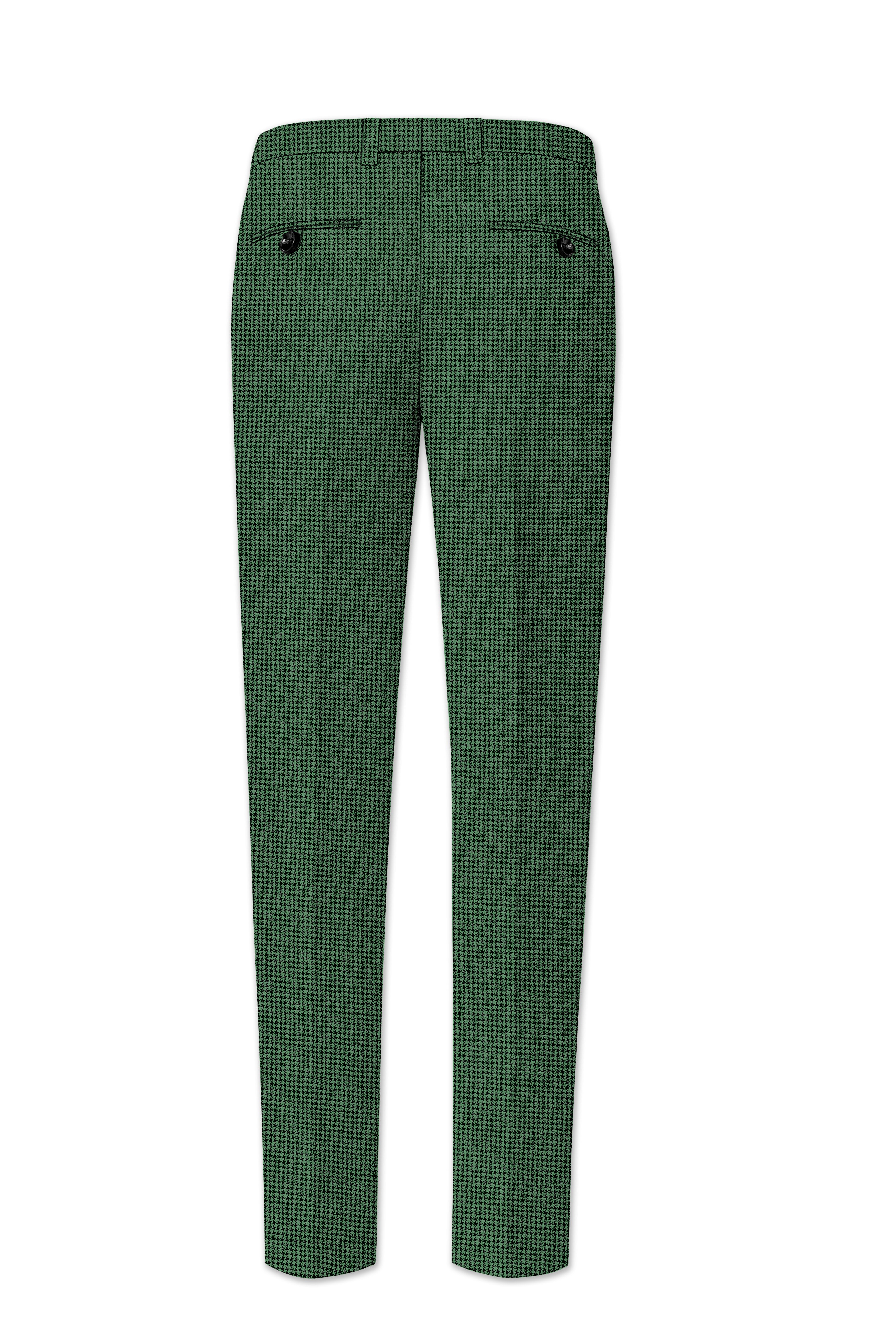 Regent-Plantation Green Classic Houndstooth Textured Tweed Double Breasted Suit