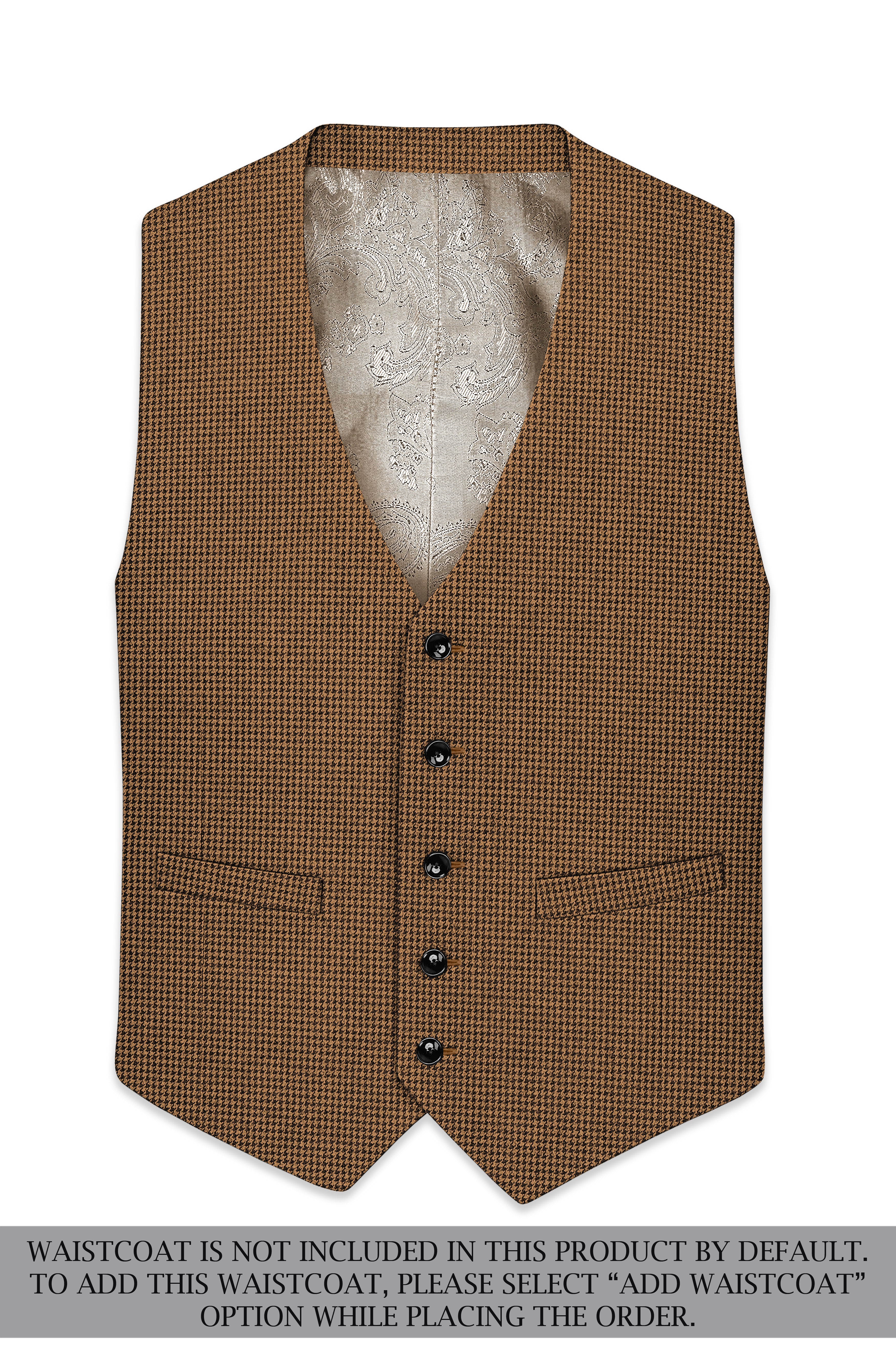 Regalis-Rope Brown Classic Houndstooth Textured Tweed Single Breasted Sports Suit