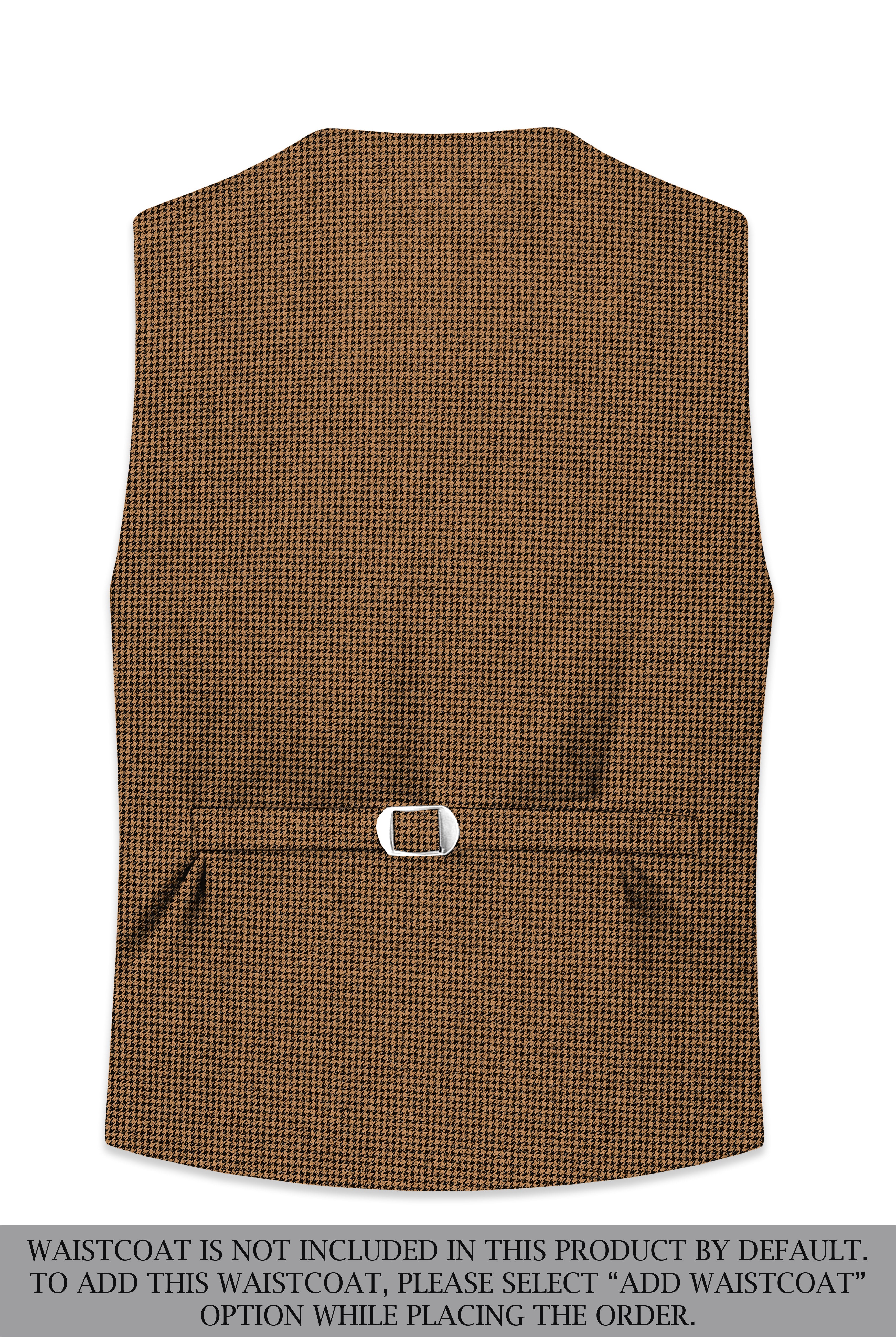 Regalis-Rope Brown Classic Houndstooth Textured Tweed Single Breasted Sports Suit