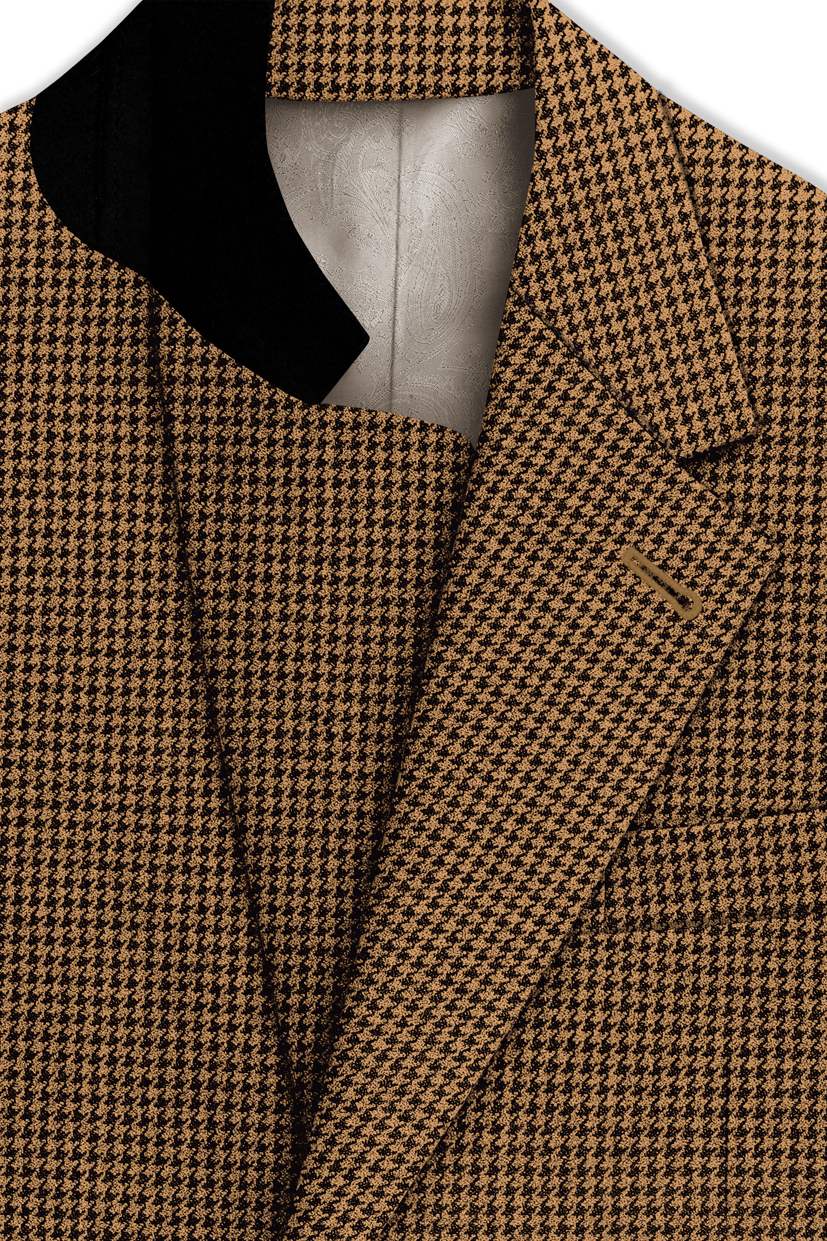 Regalis-Rope Brown Classic Houndstooth Textured Tweed Single Breasted Sports Suit