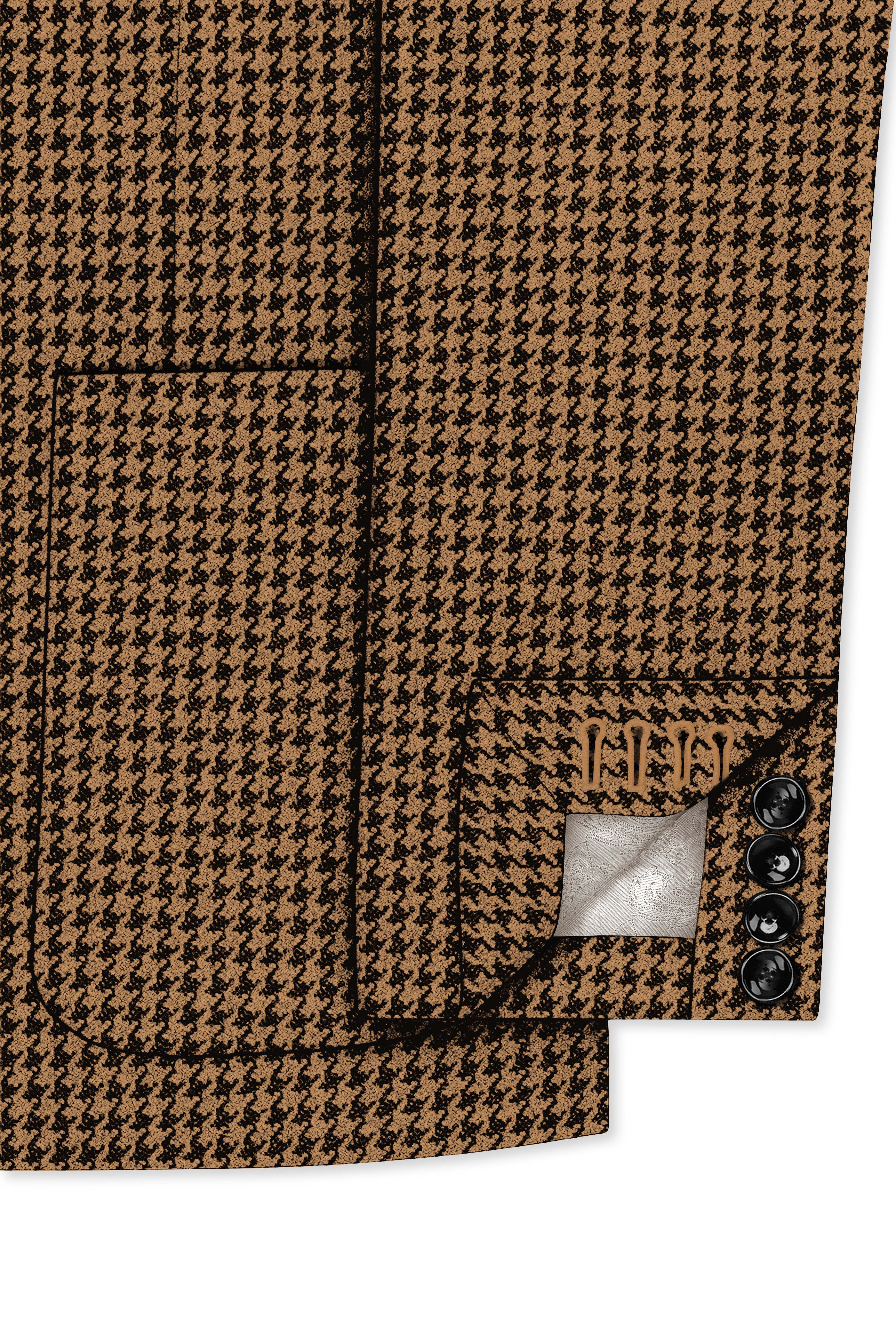 Regalis-Rope Brown Classic Houndstooth Textured Tweed Single Breasted Sports Suit