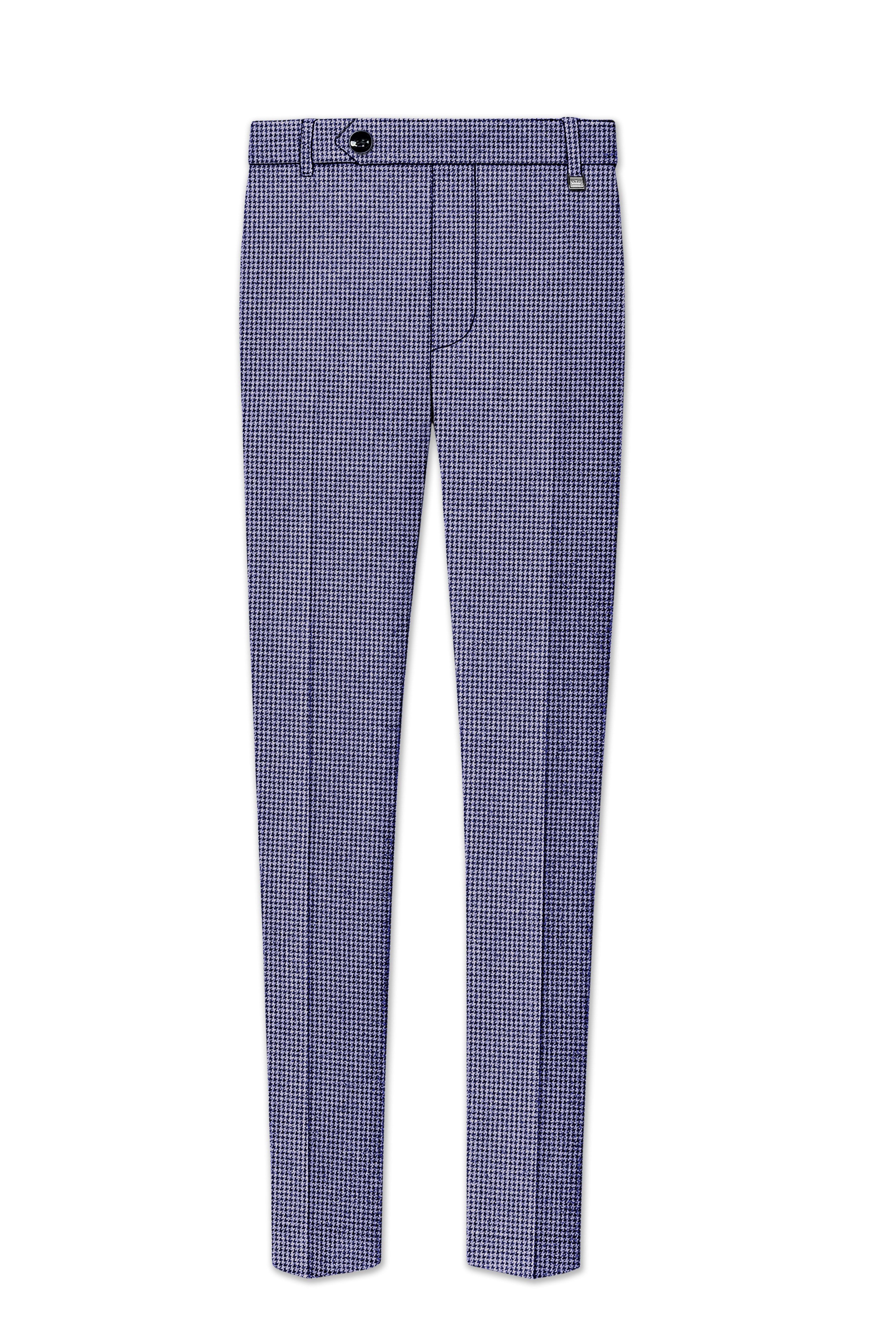 Dusk-Mulled Blue Classic Houndstooth Textured Tweed Single Breasted Sports Suit