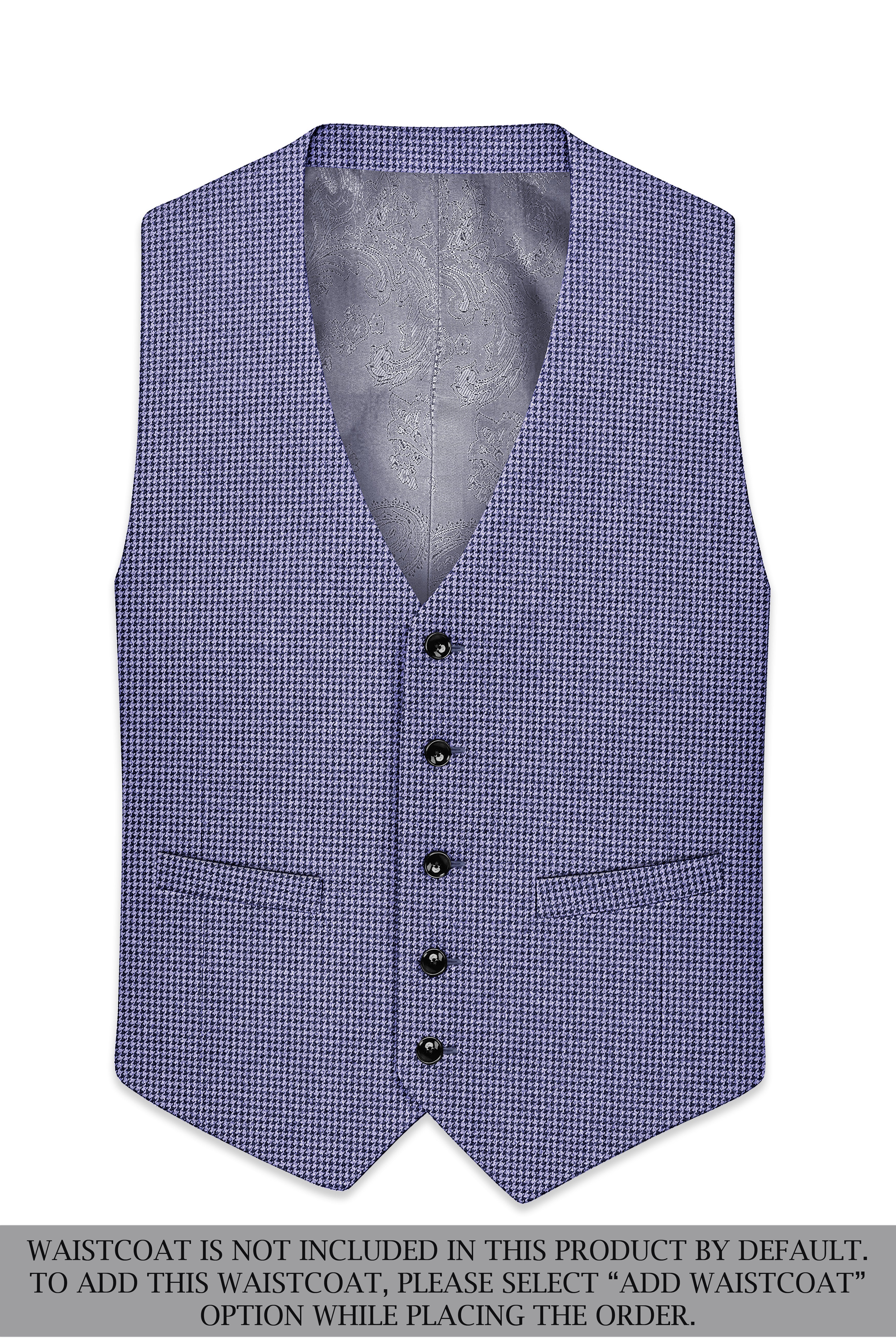 Dusk-Mulled Blue Classic Houndstooth Textured Tweed Single Breasted Sports Suit