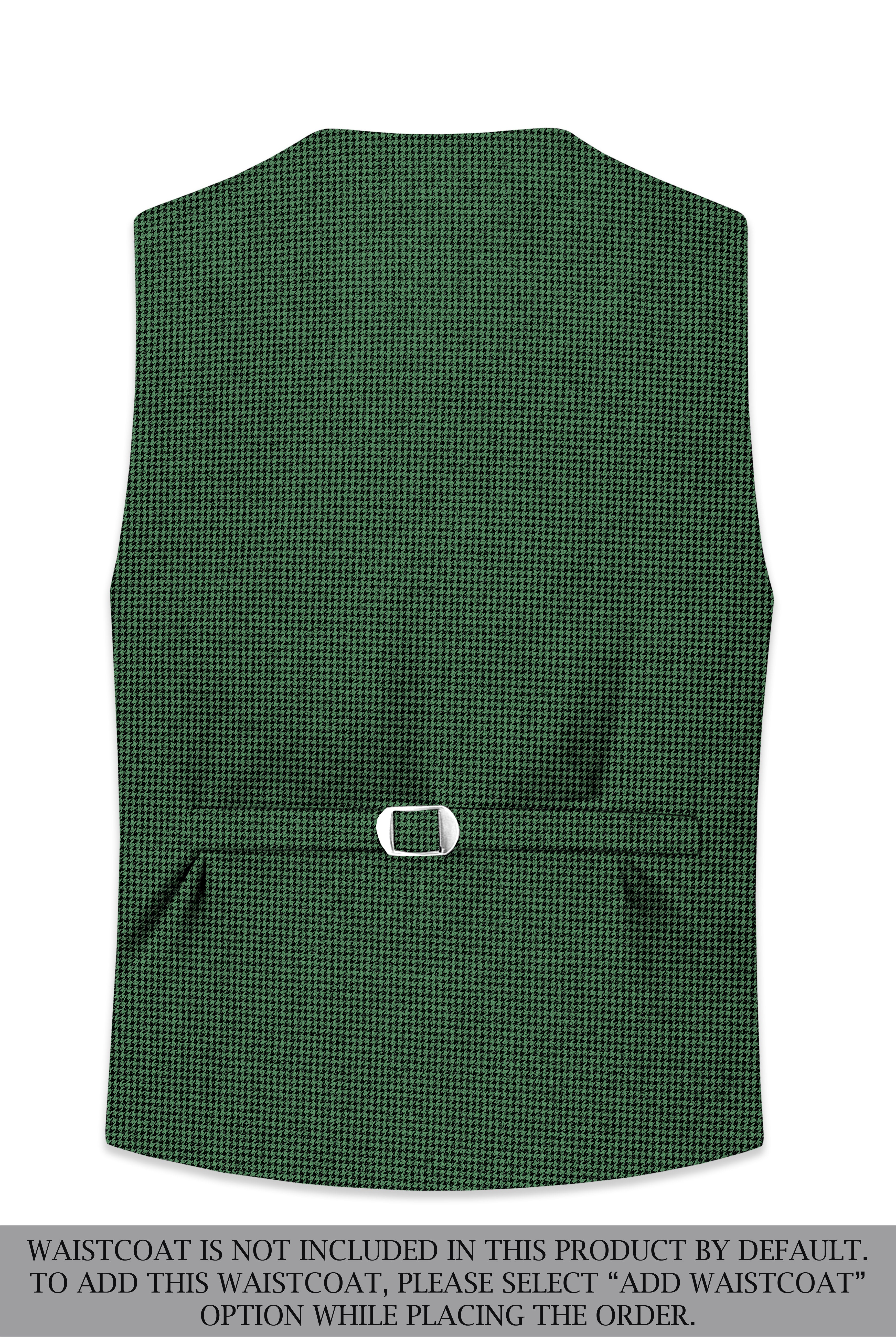 Regent-Plantation Green Classic Houndstooth Textured Tweed Single Breasted Sports Suit