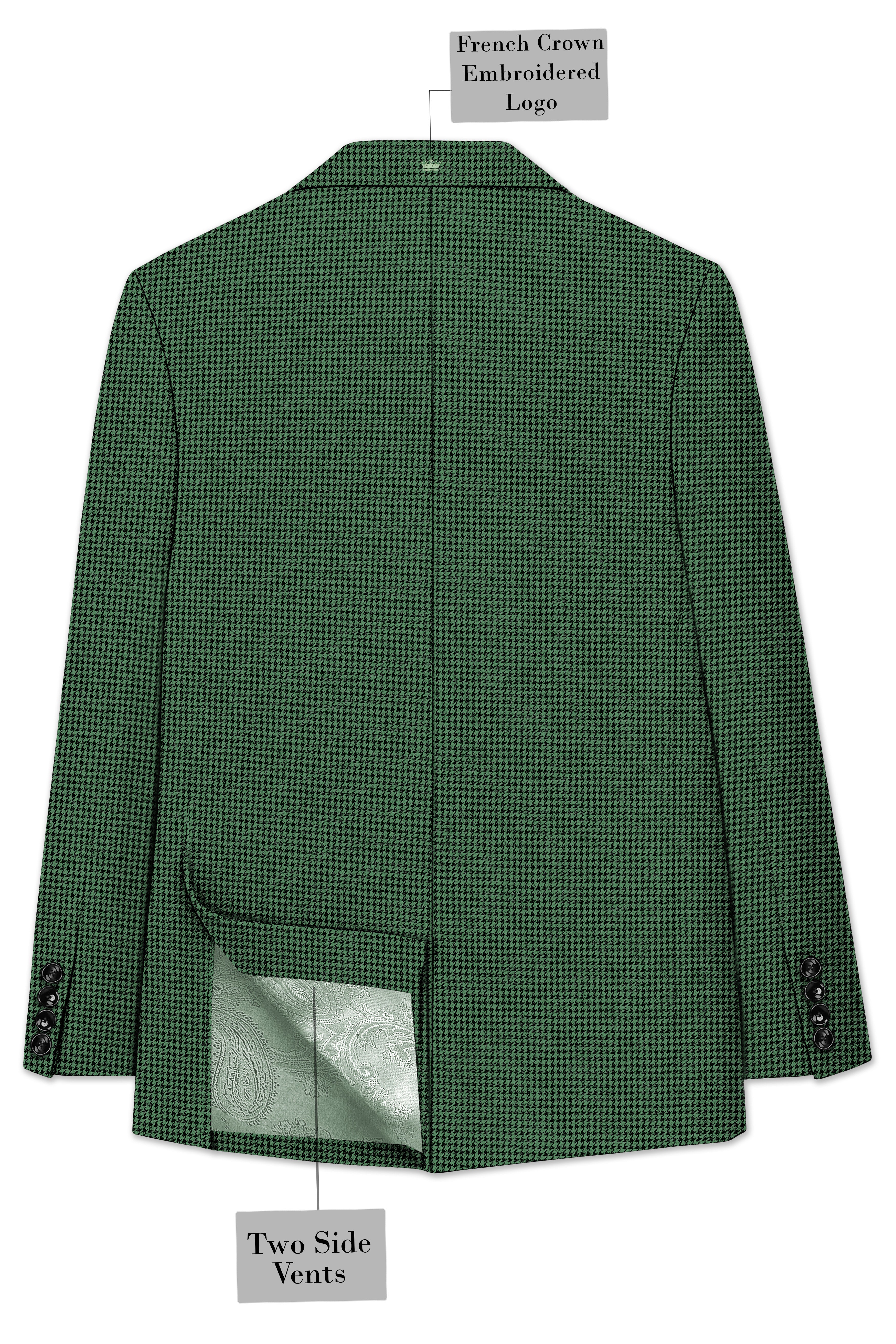 Regent-Plantation Green Classic Houndstooth Textured Tweed Single Breasted Sports Suit