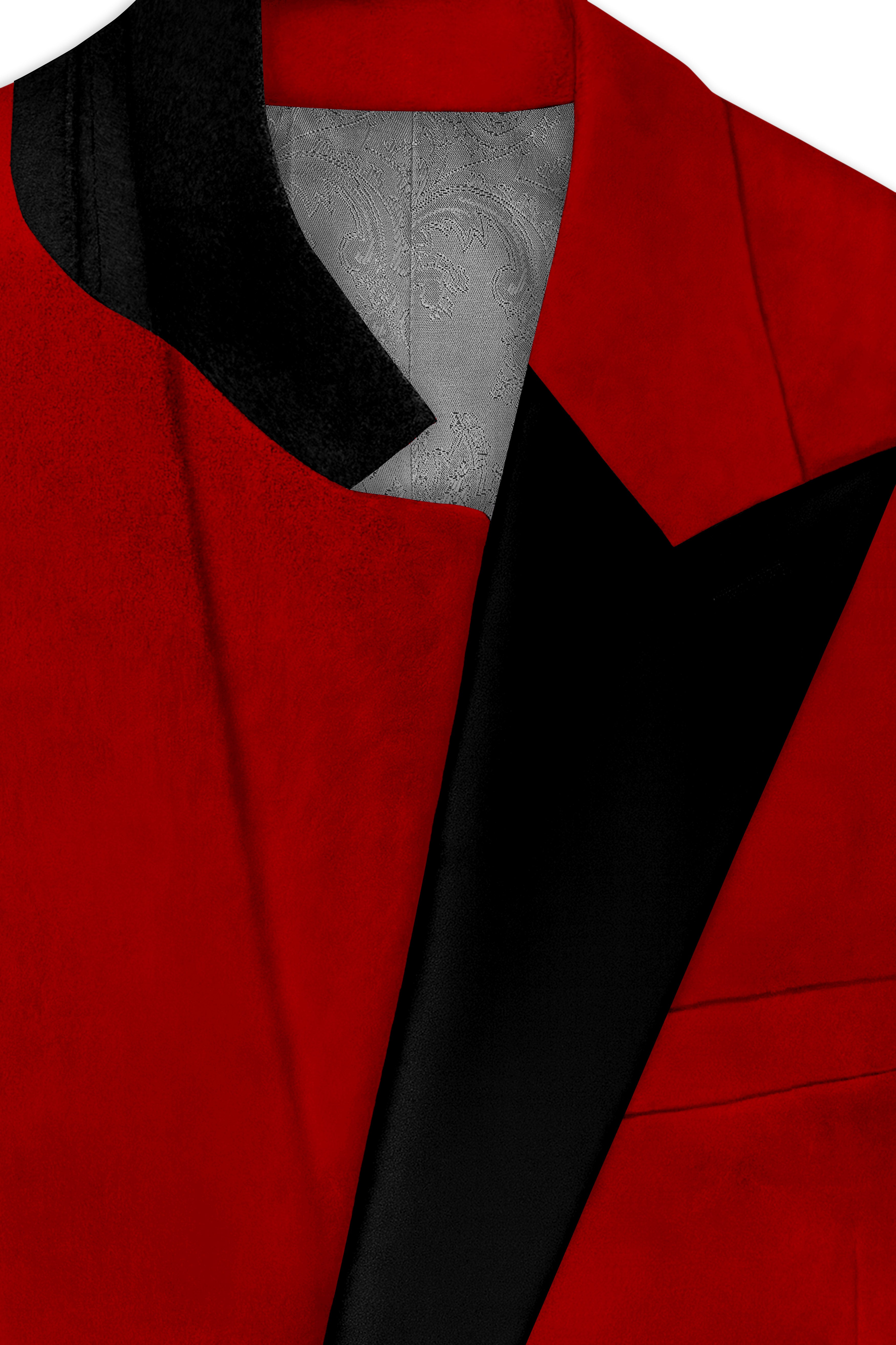 Imperio-Crimson Red Velvet Peak Lapel Tuxedo Suit