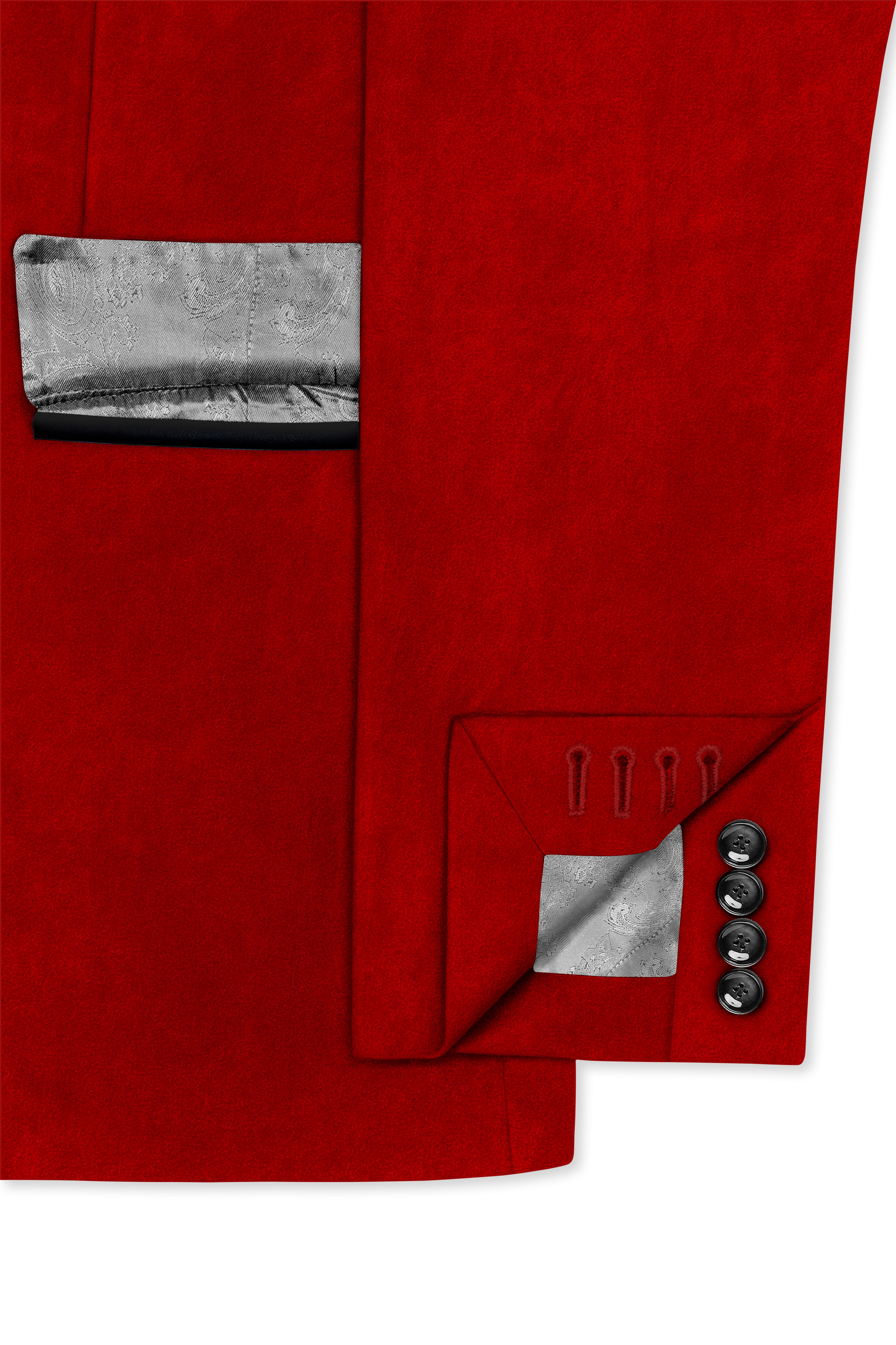 Imperio-Crimson Red Velvet Peak Lapel Tuxedo Suit