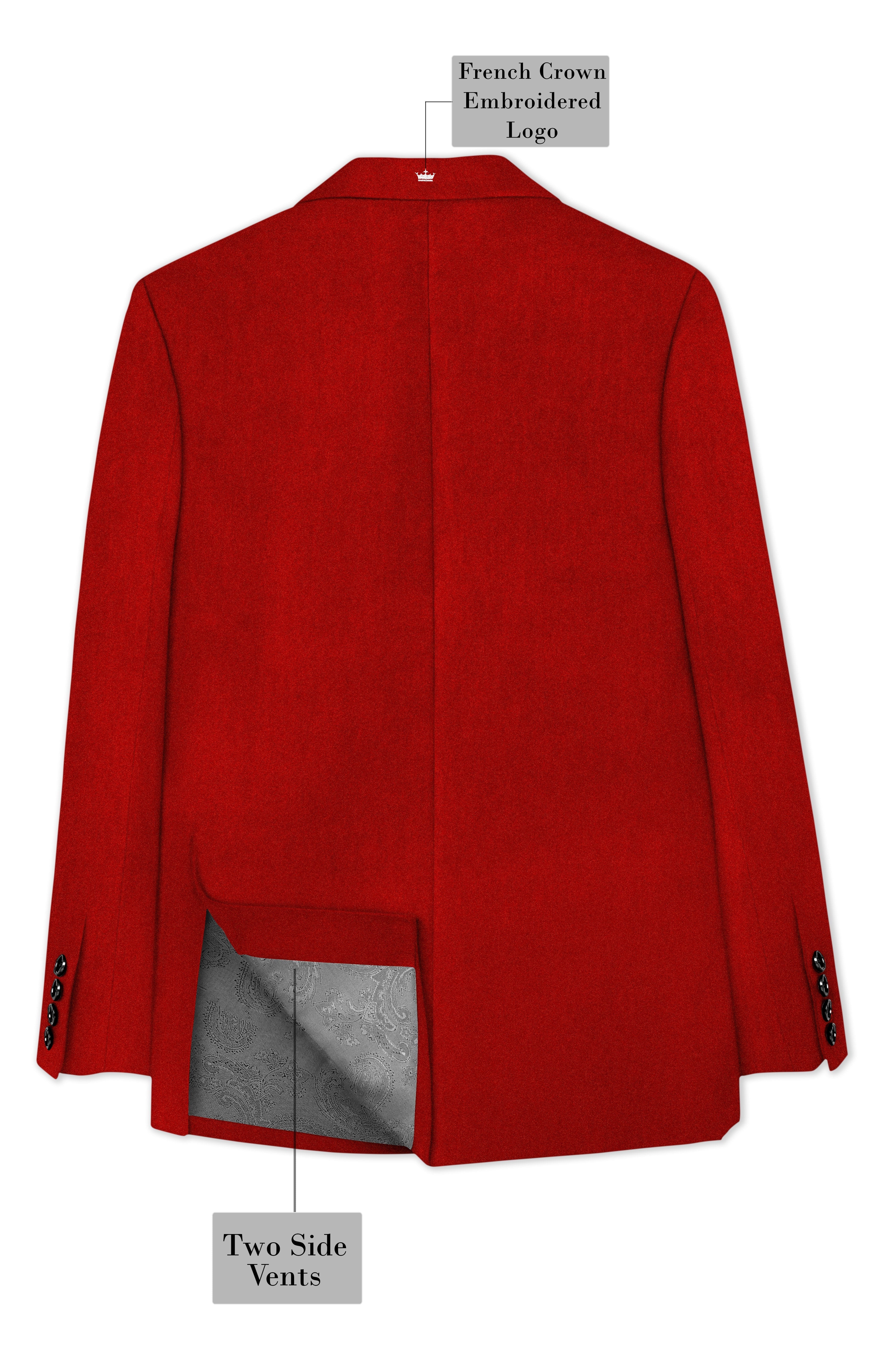 Imperio-Crimson Red Velvet Peak Lapel Tuxedo Suit