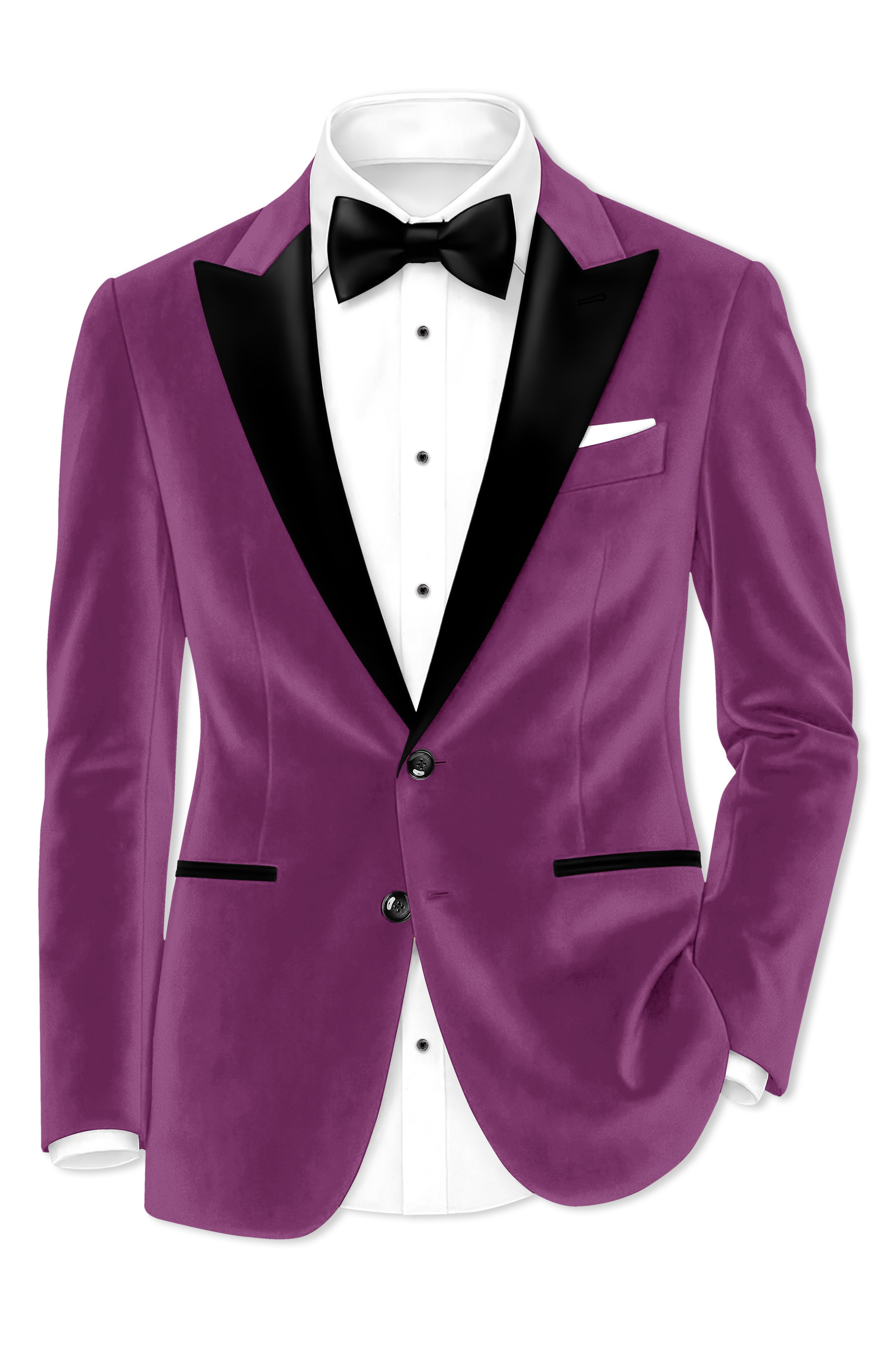 Imperial-Cannon Purple Velvet Peak Lapel Tuxedo Suit