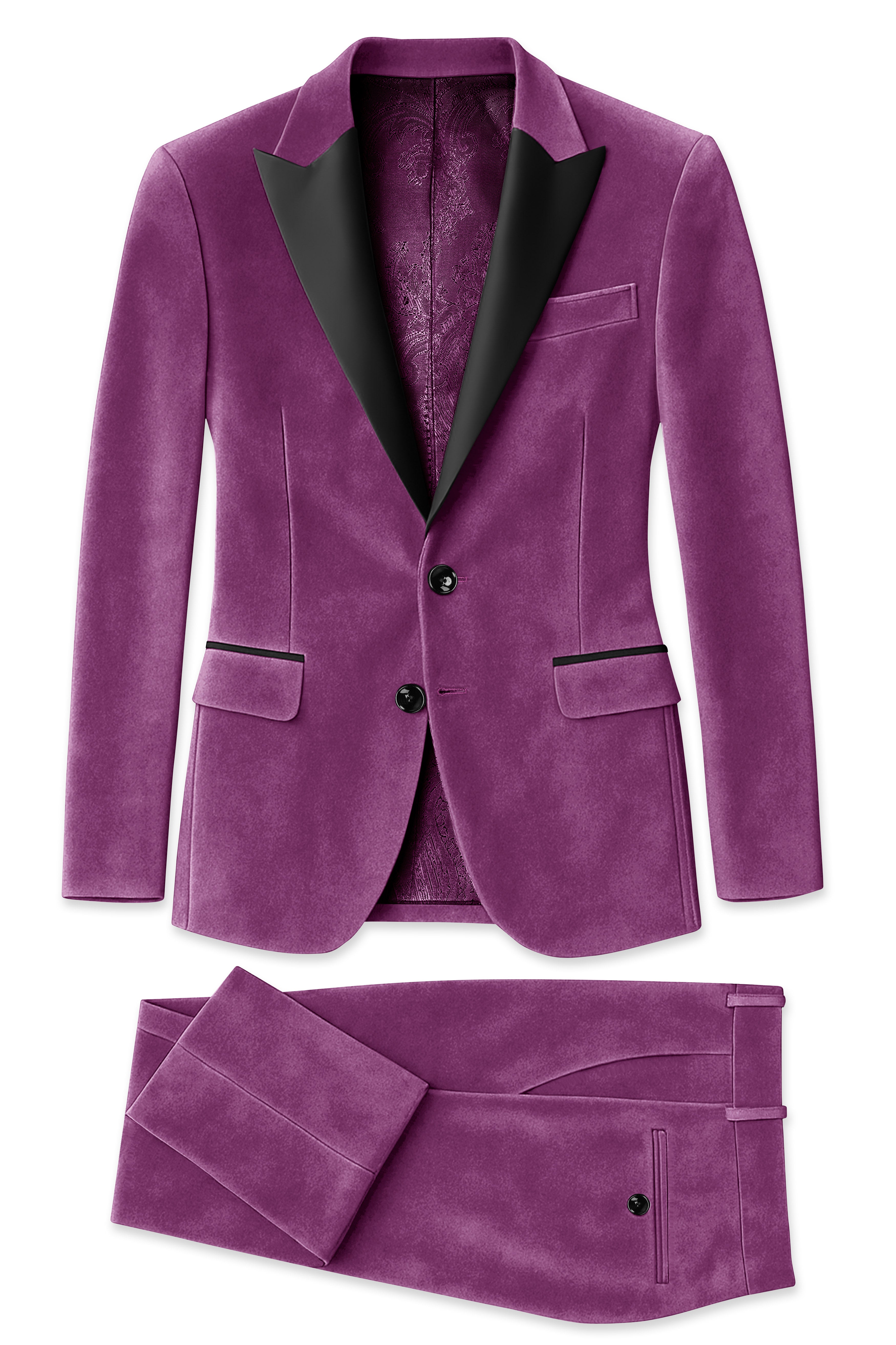 Imperial-Cannon Purple Velvet Peak Lapel Tuxedo Suit