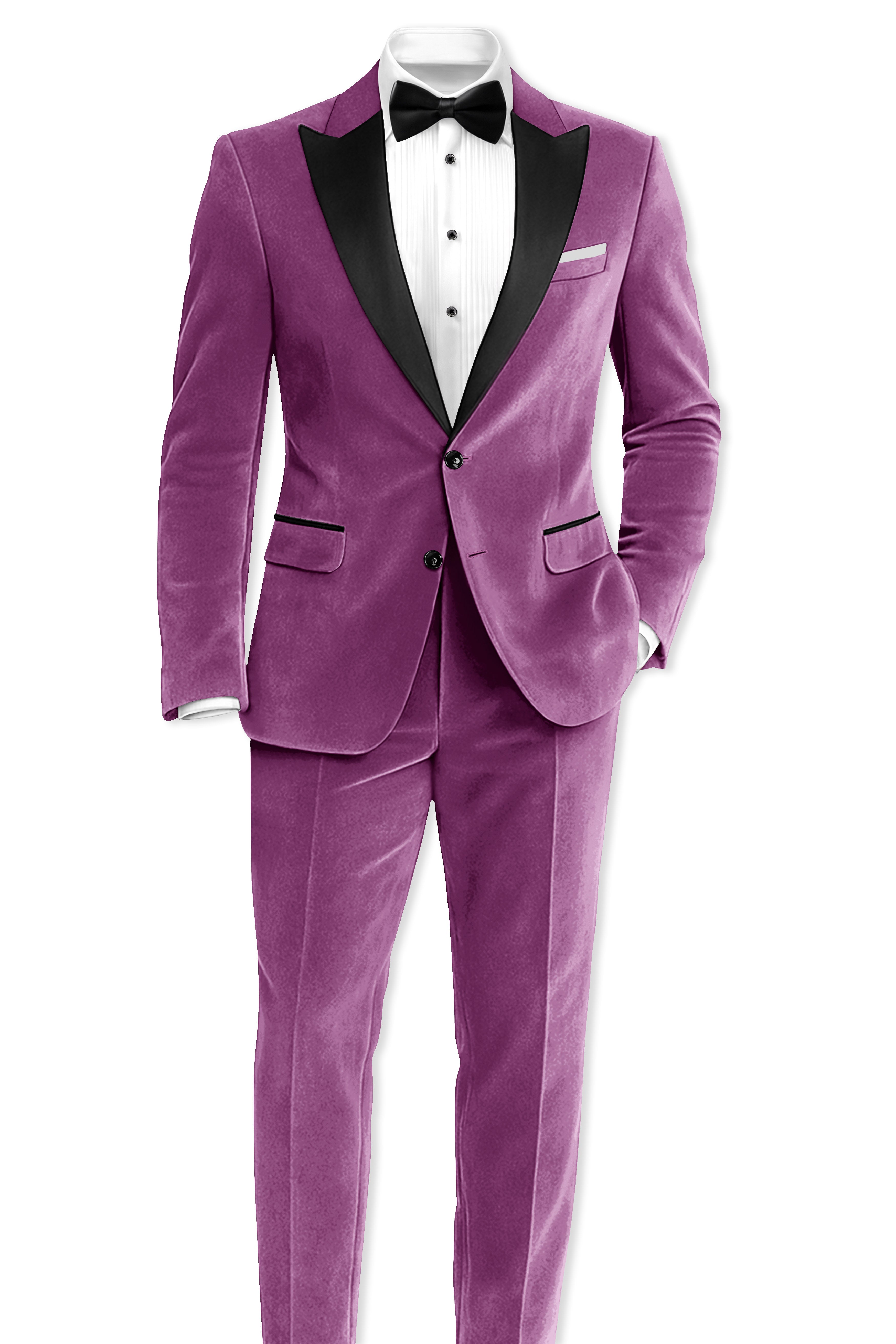 Imperial-Cannon Purple Velvet Peak Lapel Tuxedo Suit
