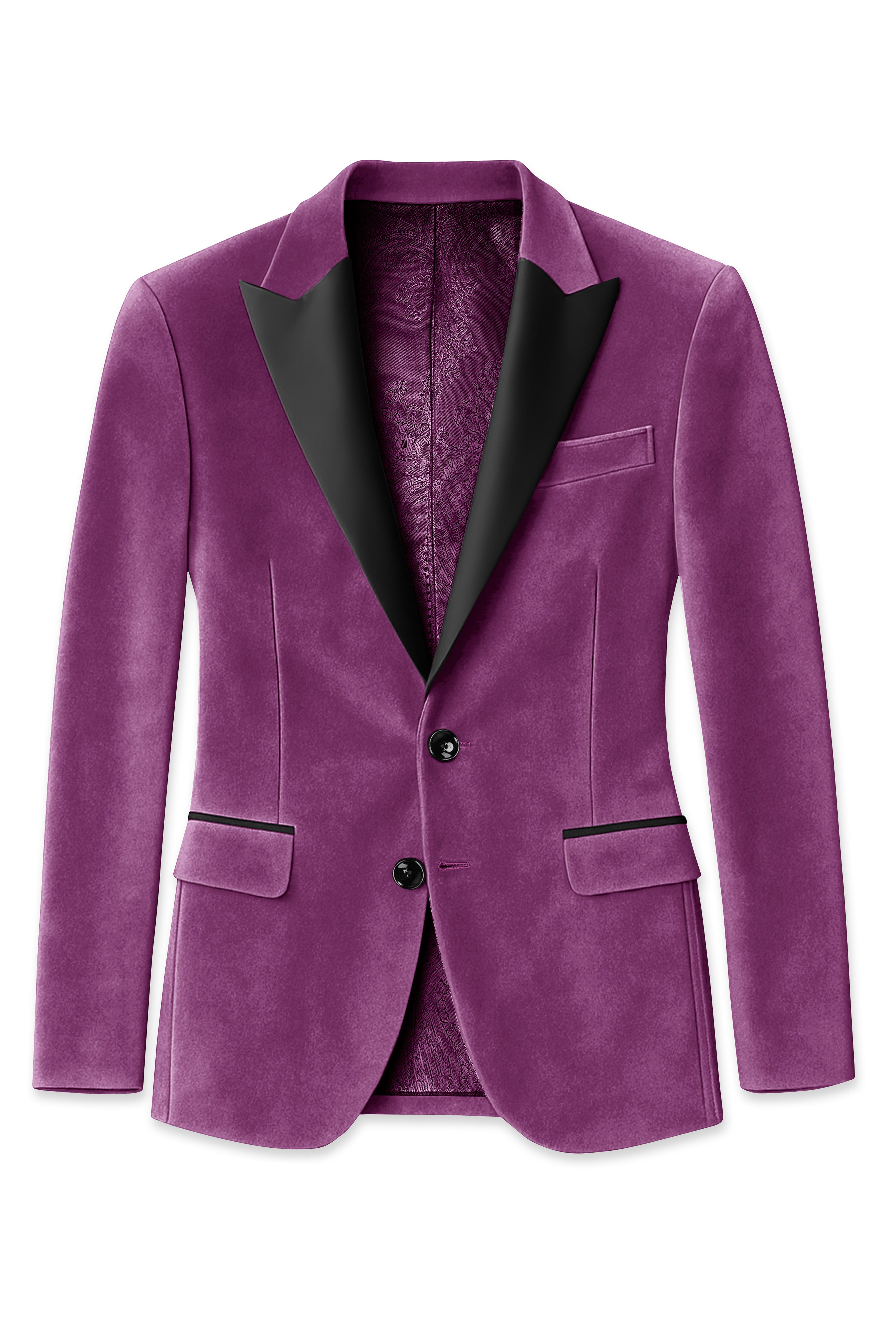 Imperial-Cannon Purple Velvet Peak Lapel Tuxedo Suit