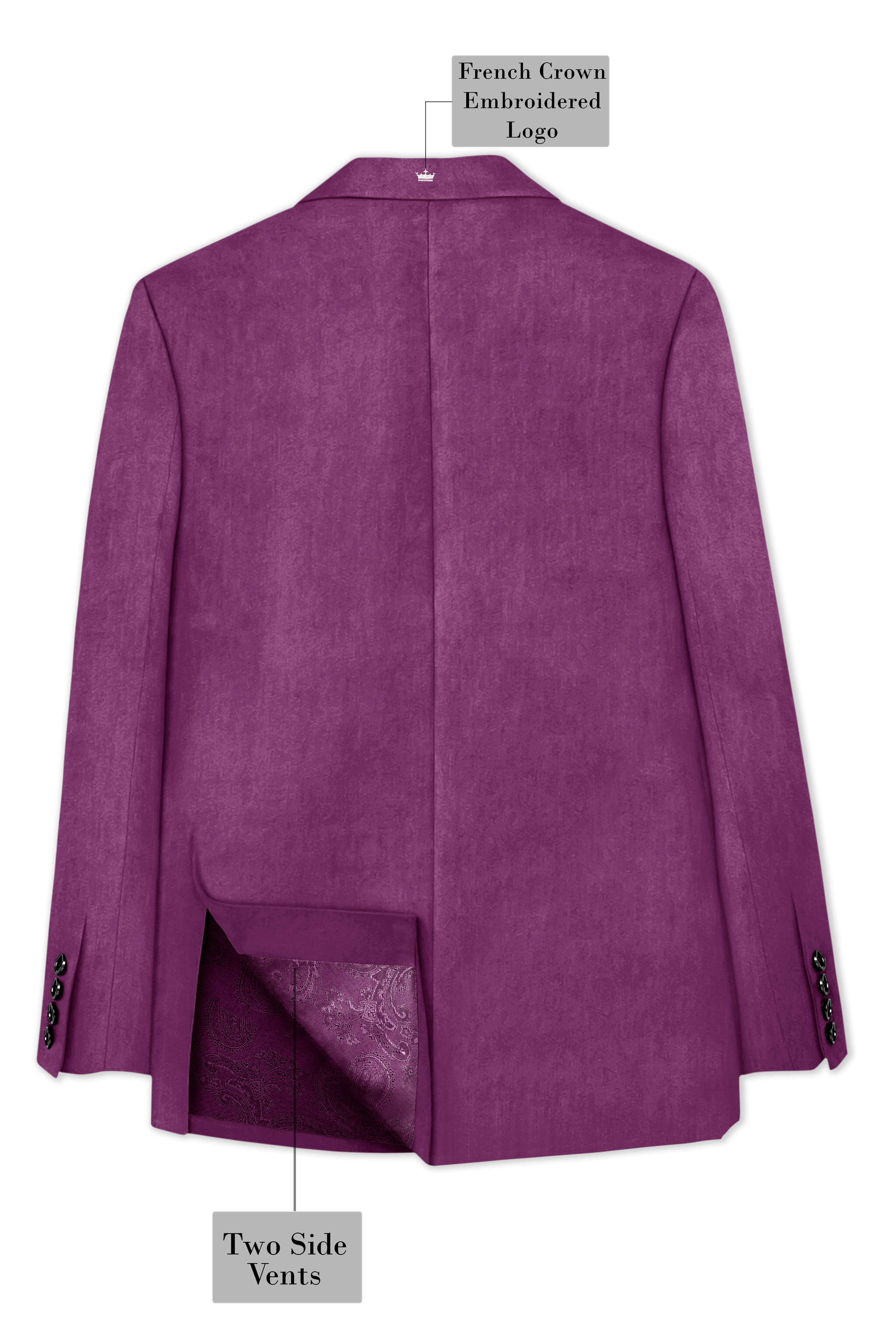 Imperial-Cannon Purple Velvet Peak Lapel Tuxedo Suit