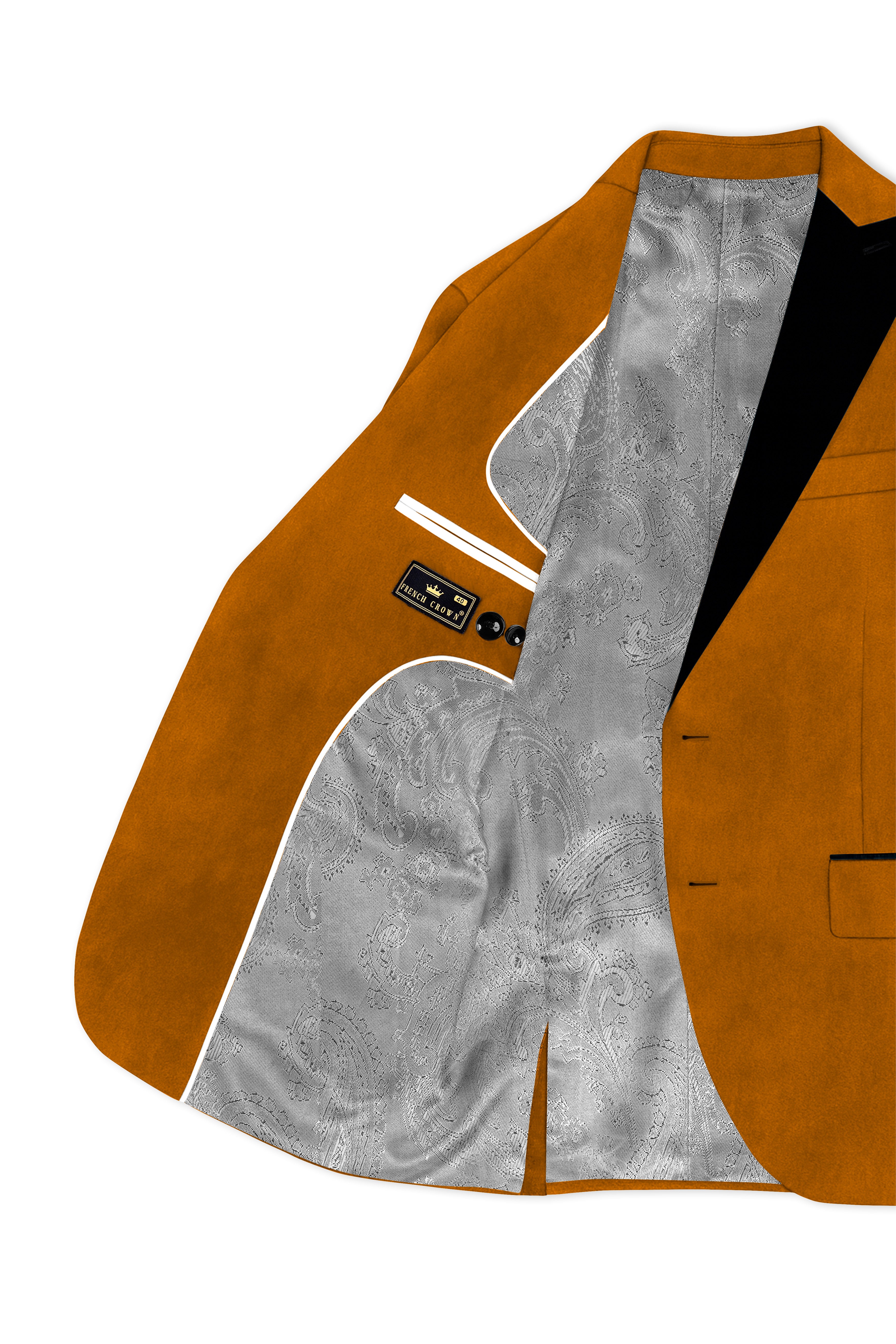 Volcan-Fiery Orange Velvet Peak Lapel Tuxedo Suit