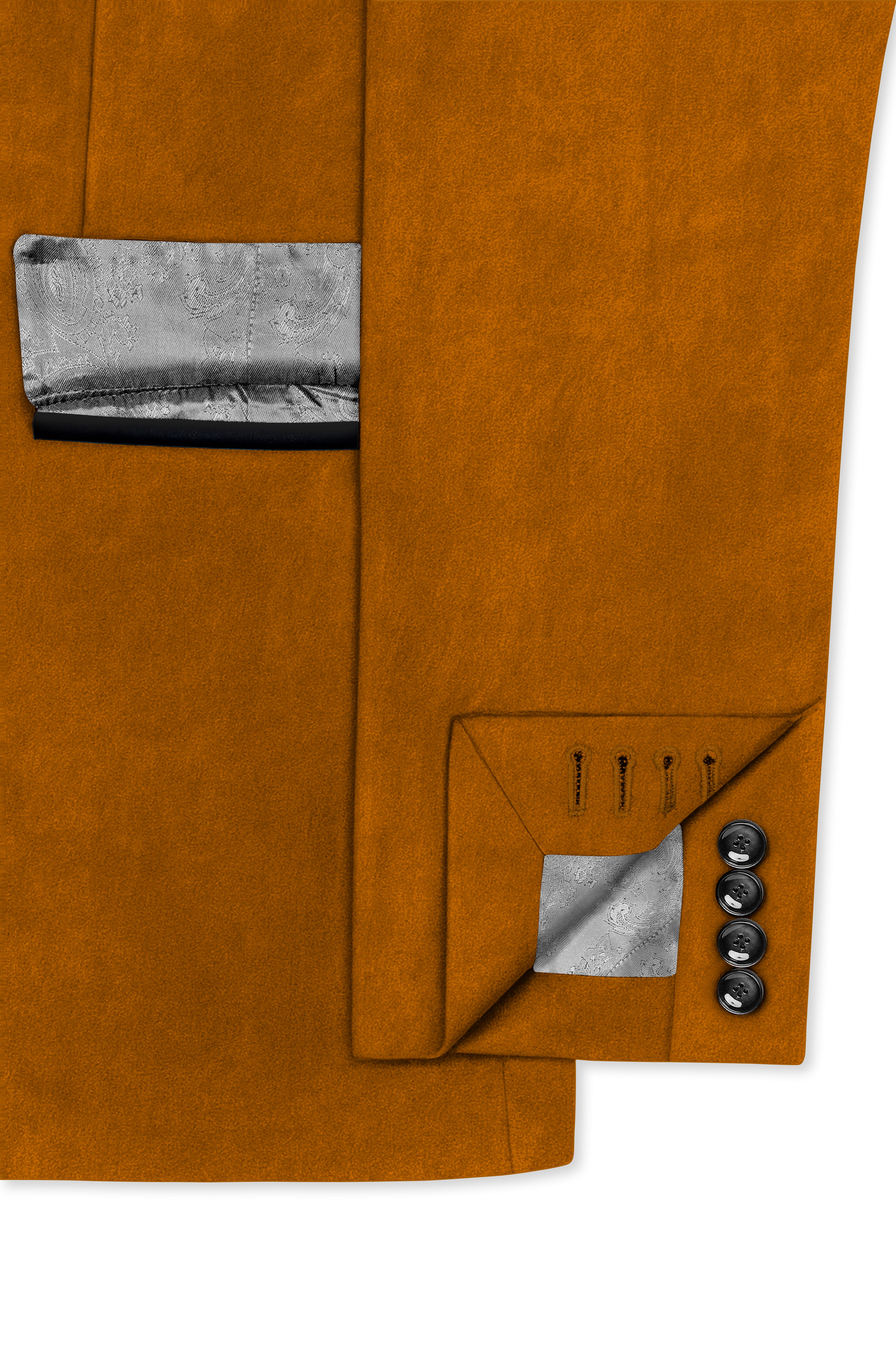 Volcan-Fiery Orange Velvet Peak Lapel Tuxedo Suit