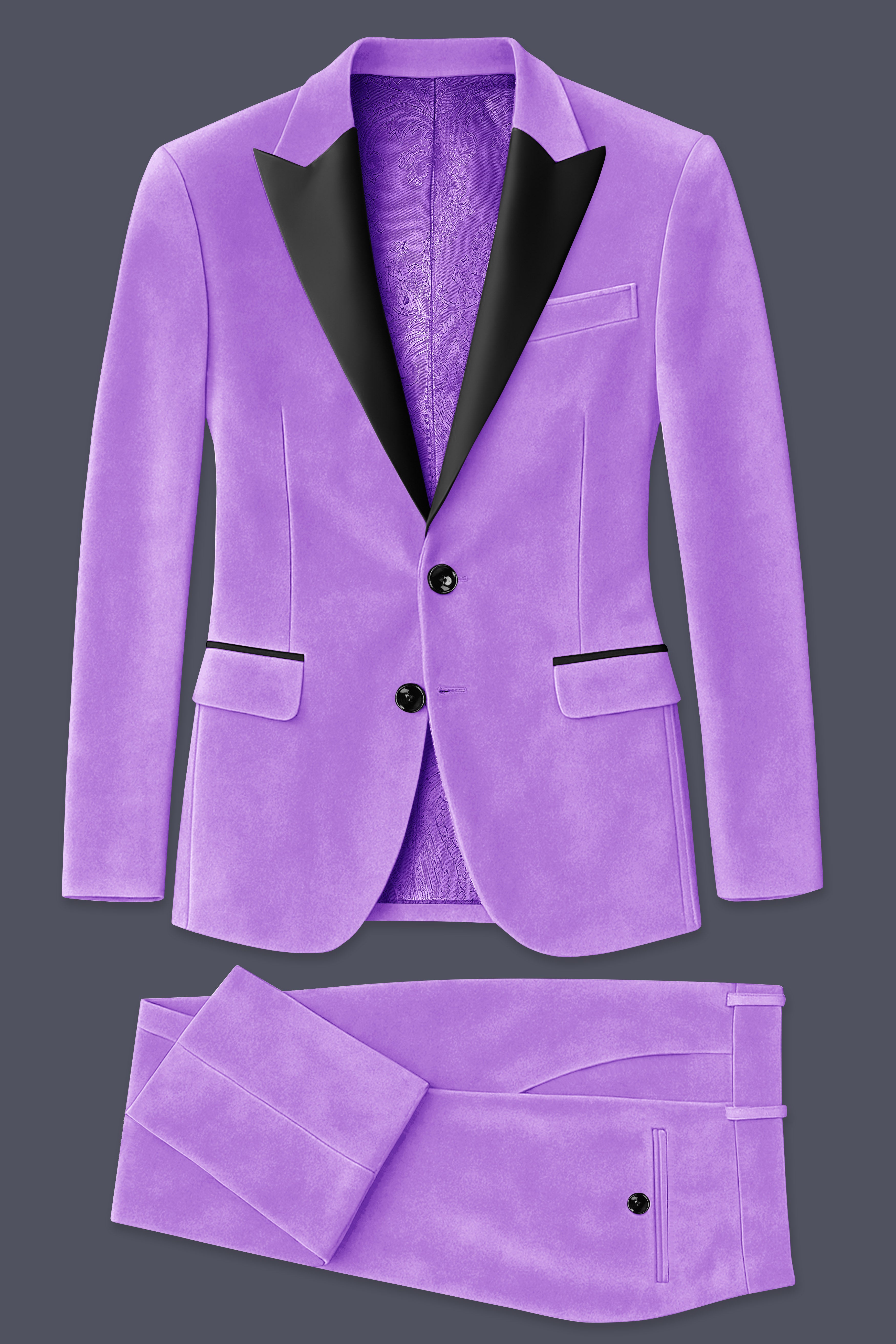 Orchid-Wisteria Purple Velvet Peak Lapel Tuxedo Suit