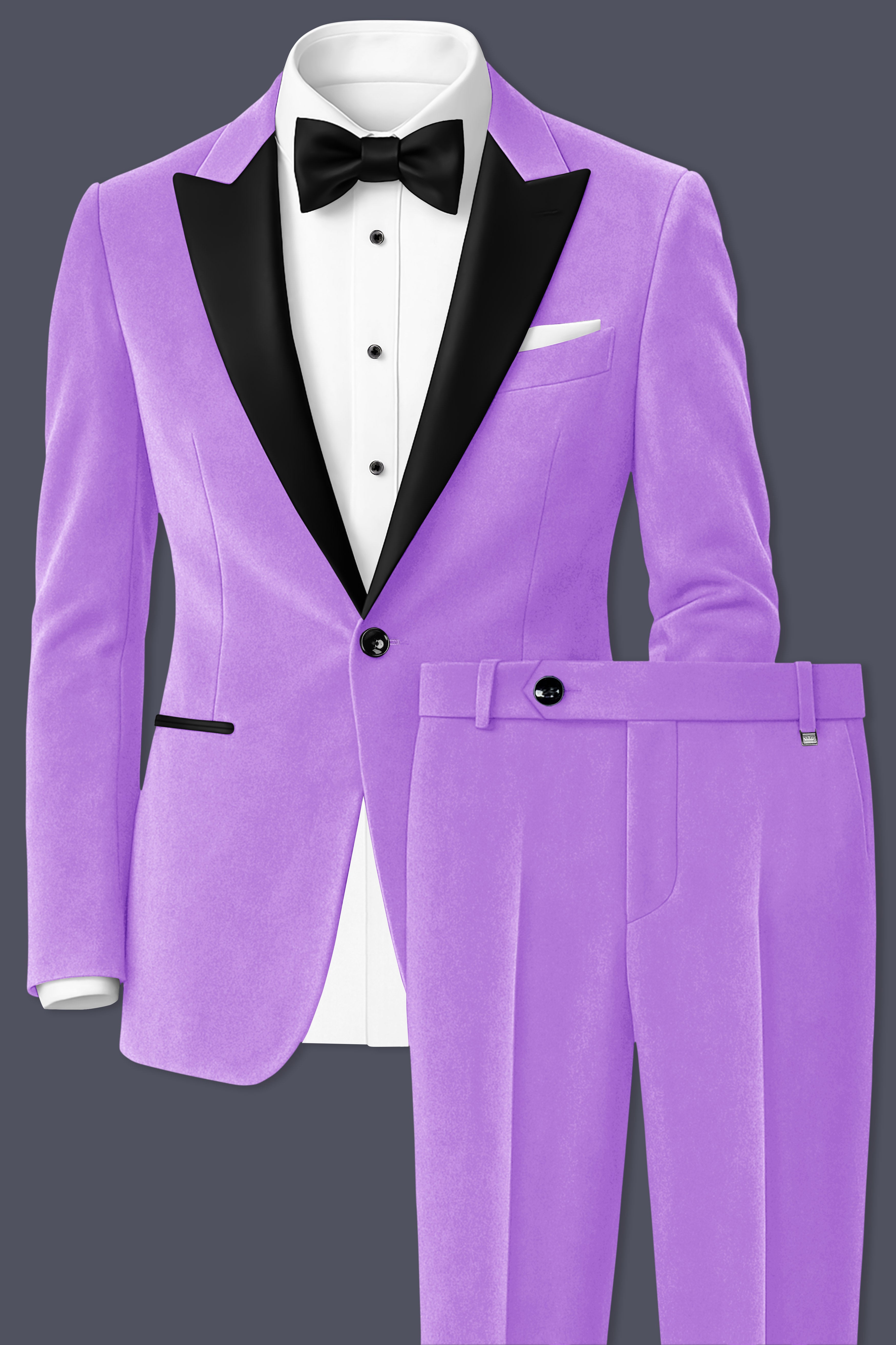 Orchid-Wisteria Purple Solid Premium Velvet Tuxedo-Suit for Men.