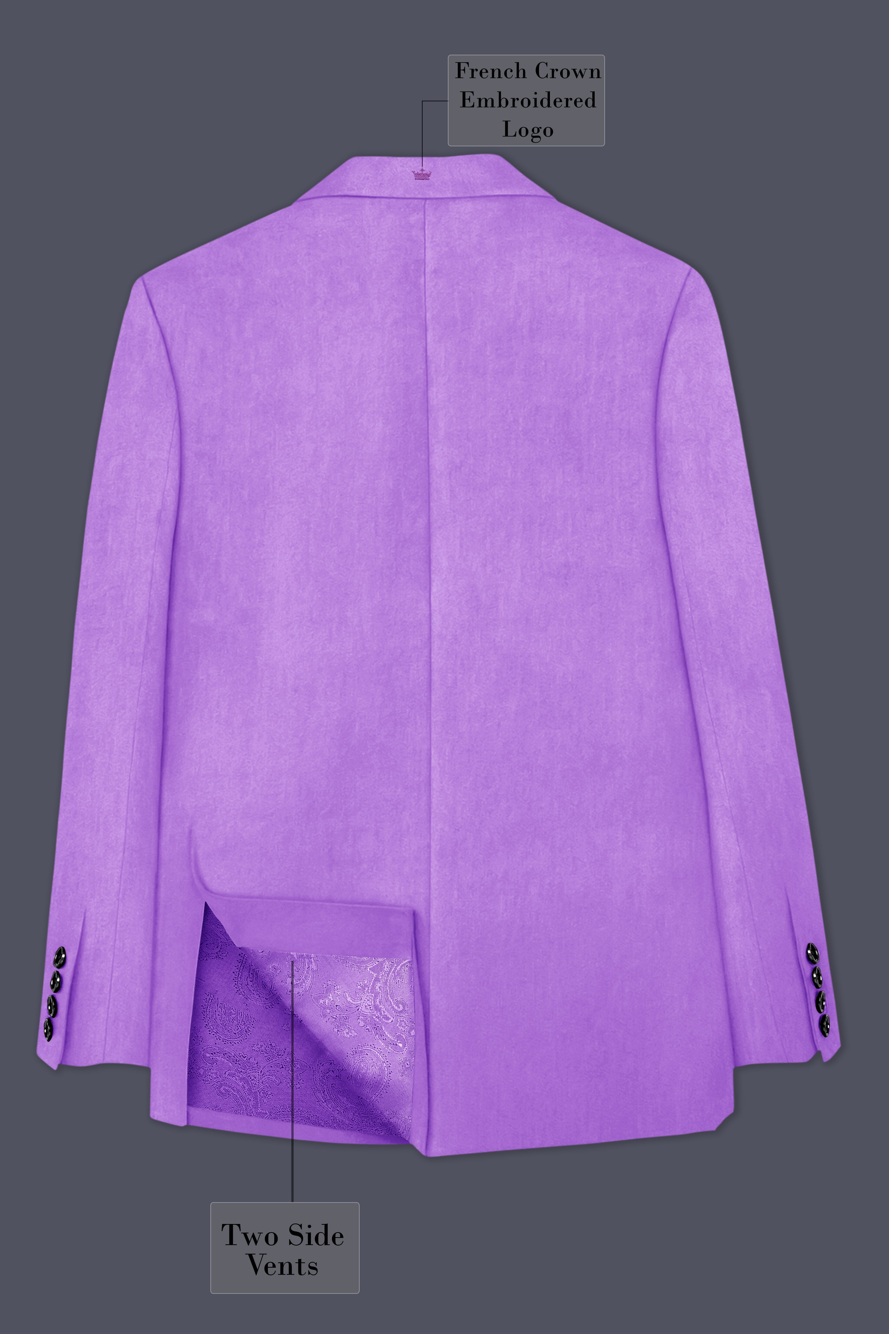 Orchid-Wisteria Purple Velvet Peak Lapel Tuxedo Suit