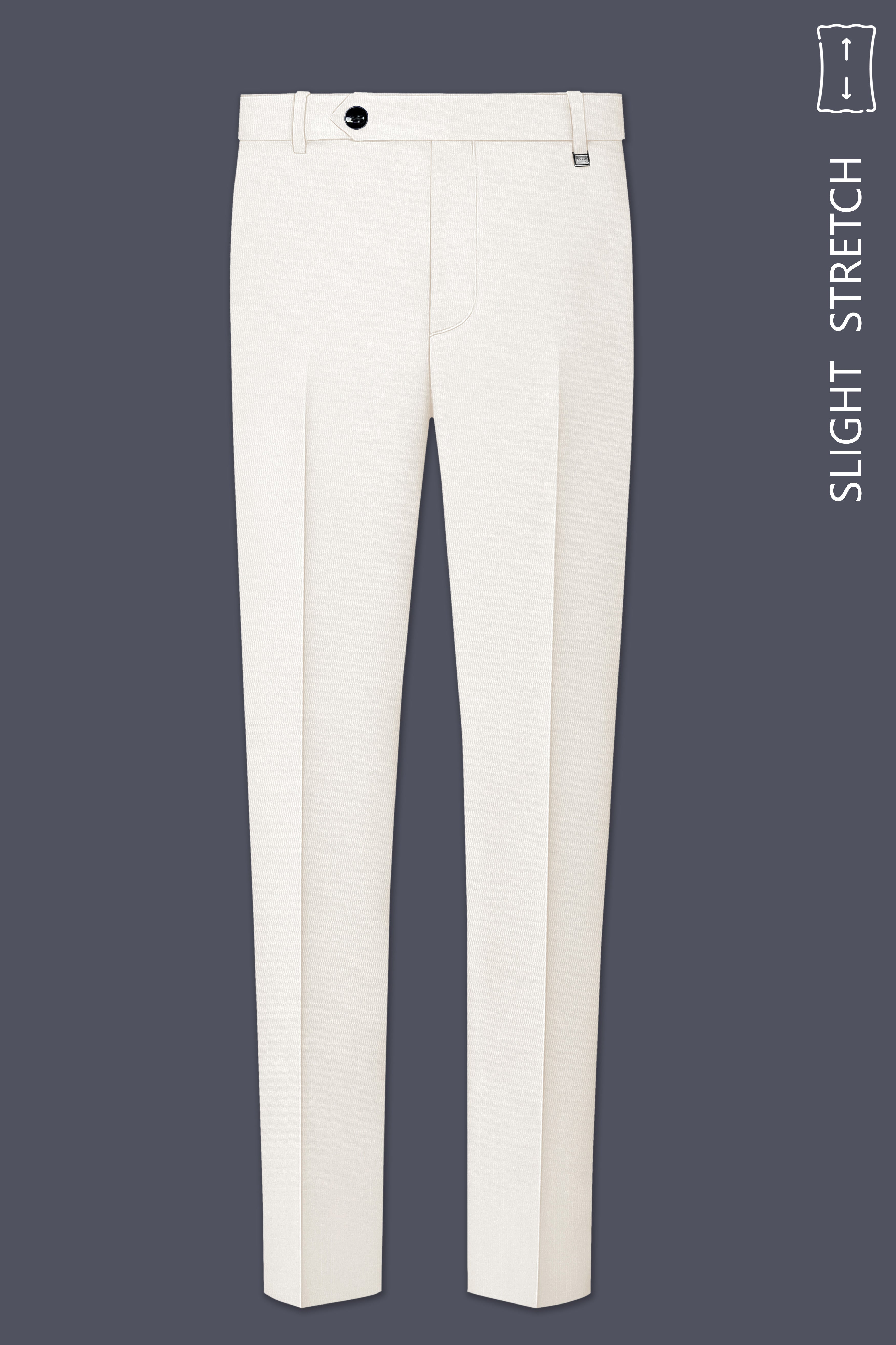 Ivory-Cararra Cream Wool Rich Single Breasted Slight Stretch Suit