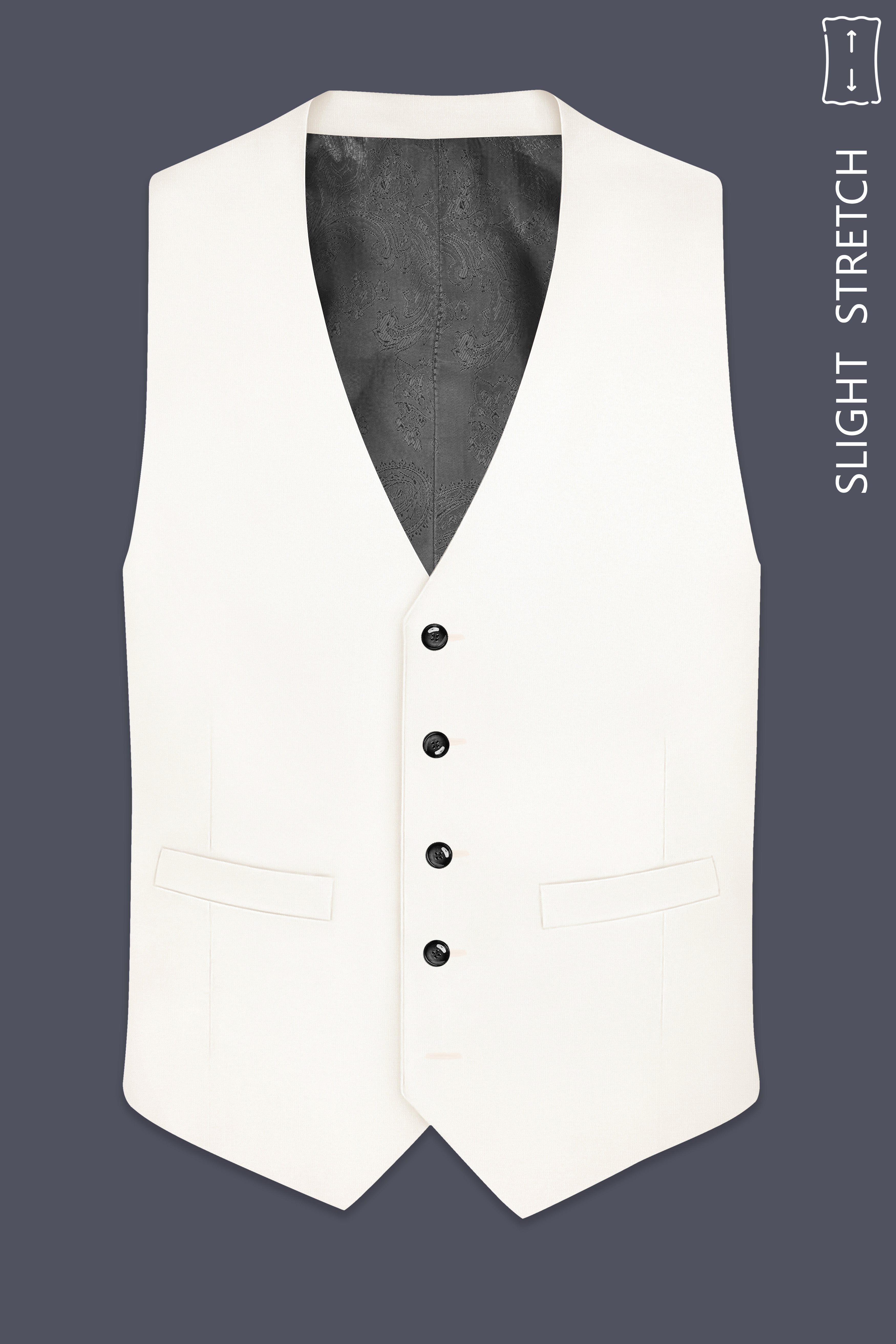 Ivory-Cararra Cream Wool Rich Peak Lapel Tuxedo Slight Stretch Suit