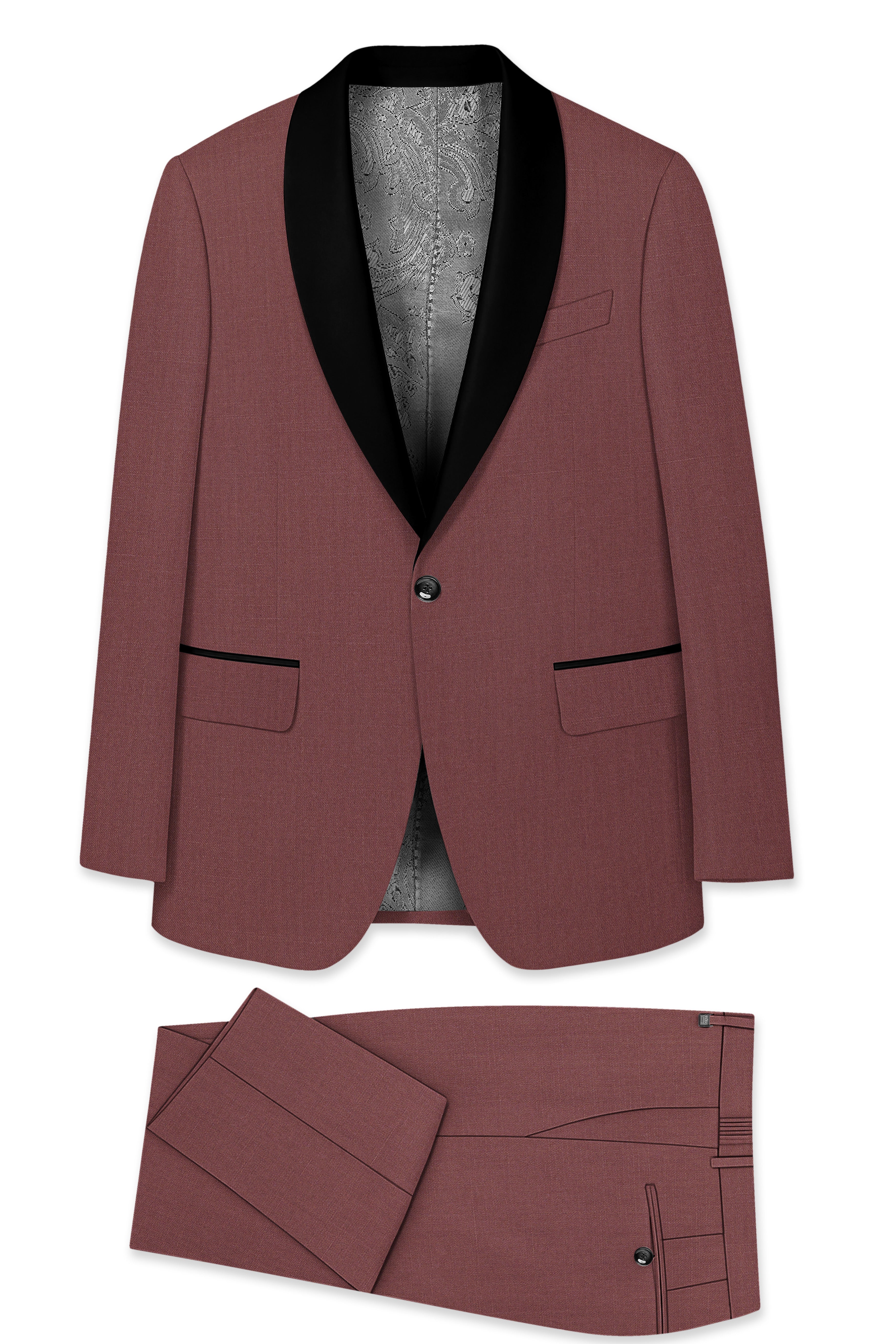 Heritage-Finch Maroon Wool Rich Tuxedo Slight Stretch Suit