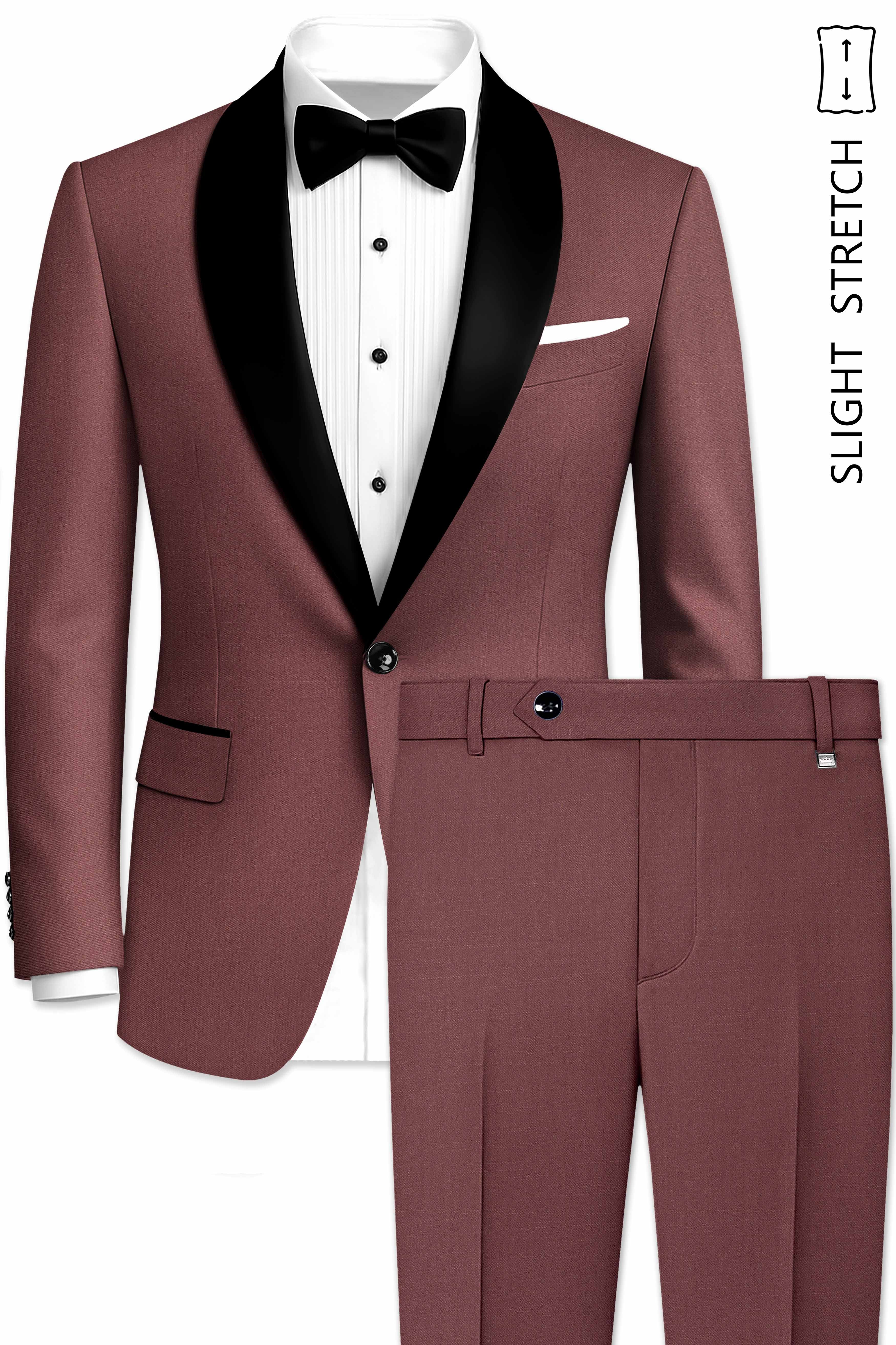 Heritage-Finch Maroon Wool Rich Tuxedo Slight Stretch Suit