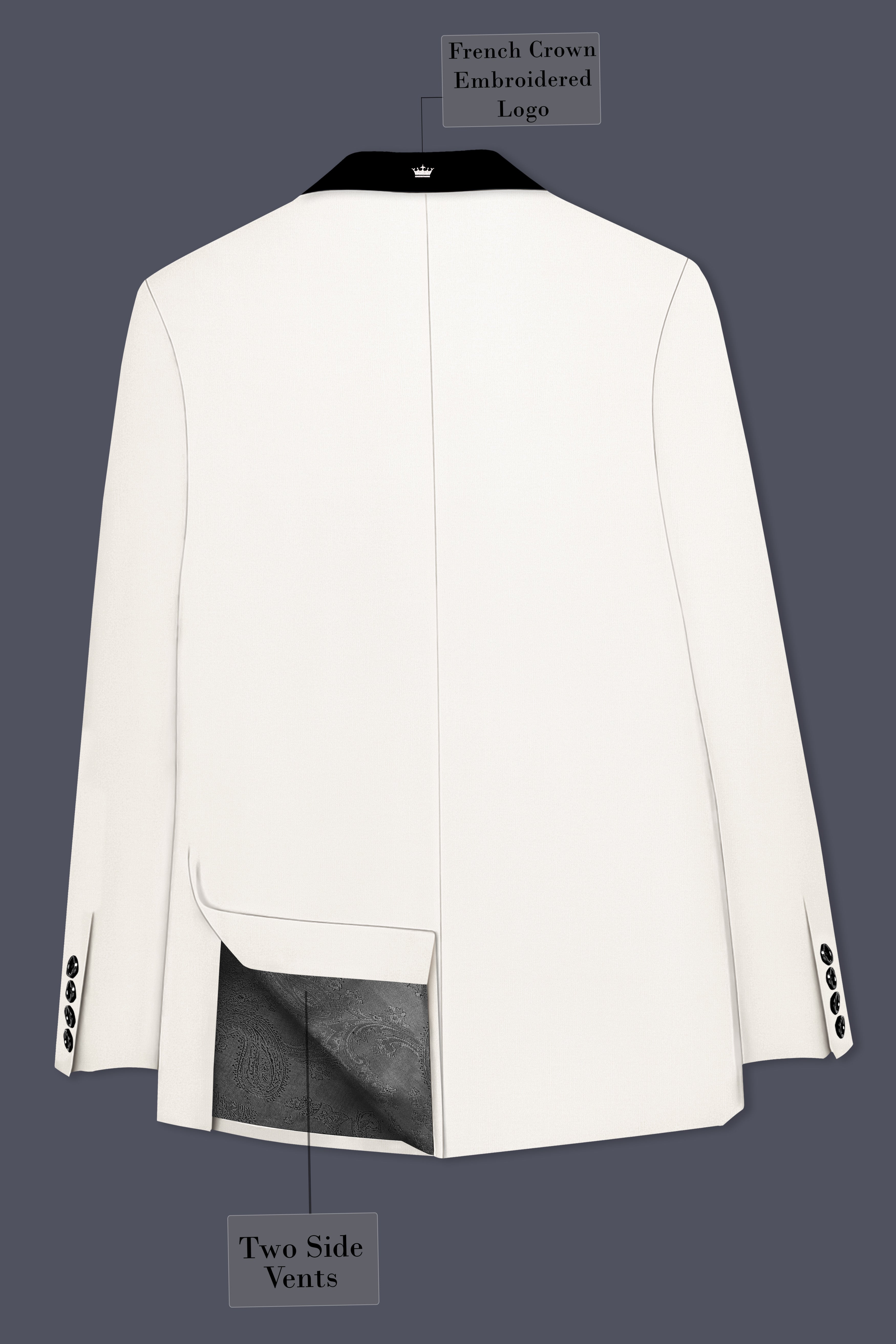 Ivory-Cararra Cream Wool Rich Tuxedo Slight Stretch Suit