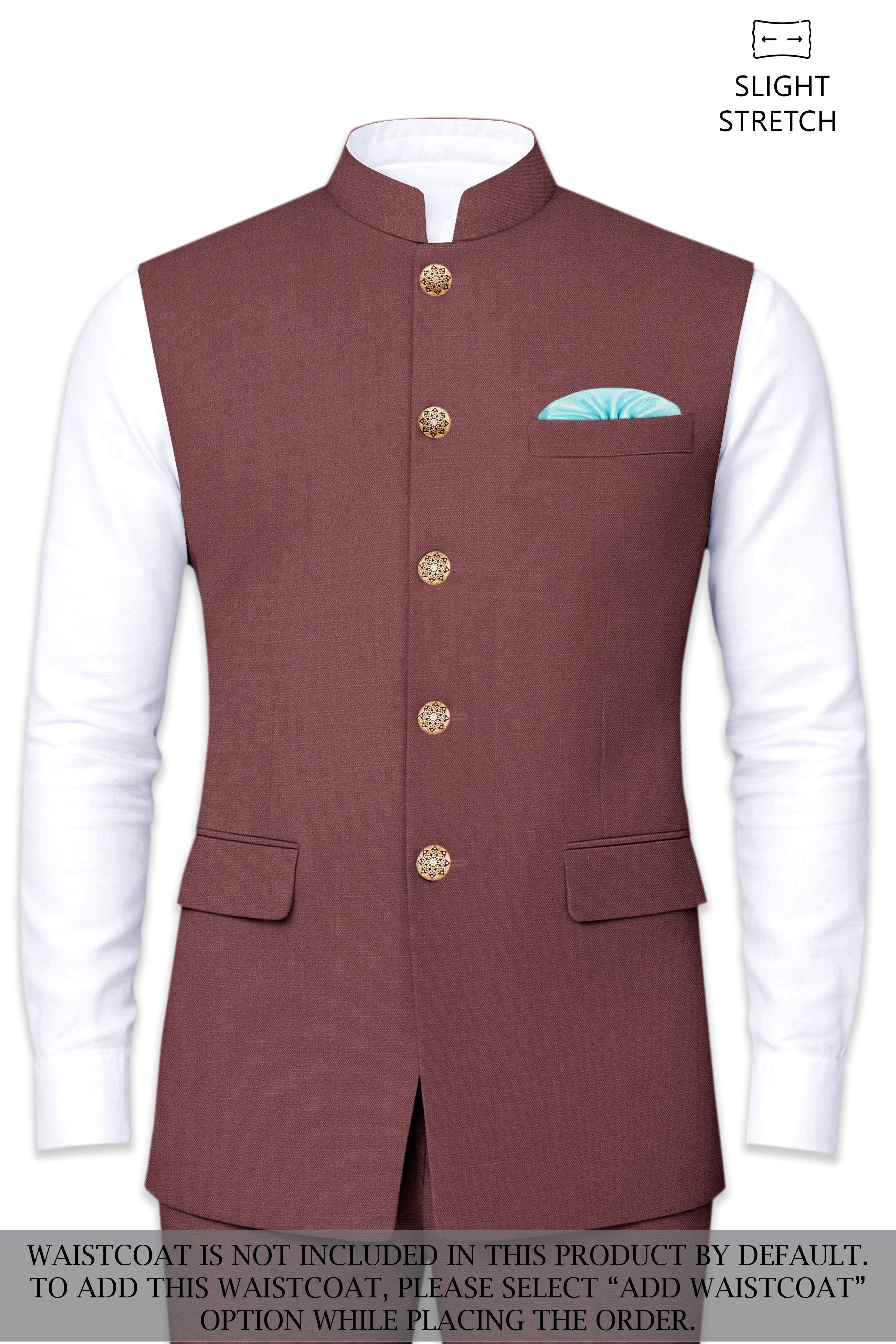 Heritage-Finch Maroon Wool Rich Bandhgala Slight Stretch Suit