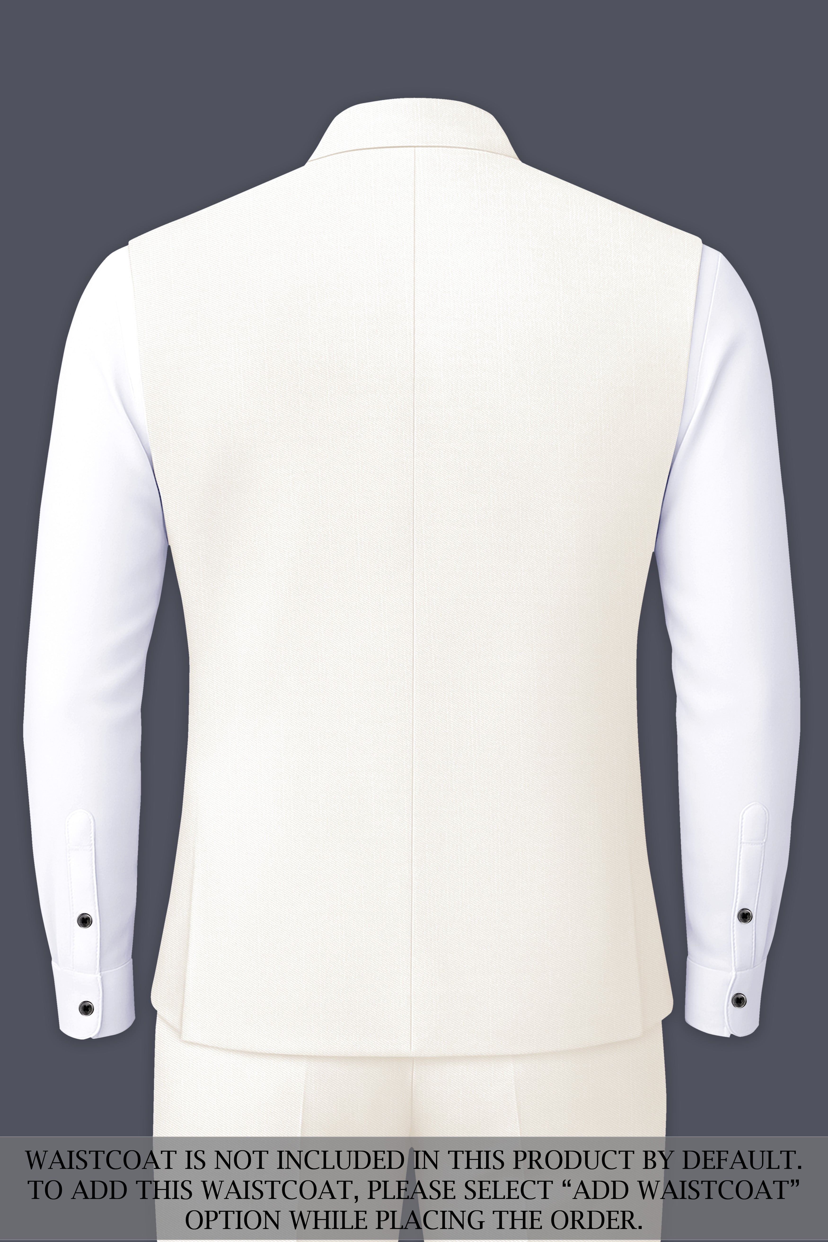 Ivory-Cararra Cream Wool Rich Bandhgala Slight Stretch Suit