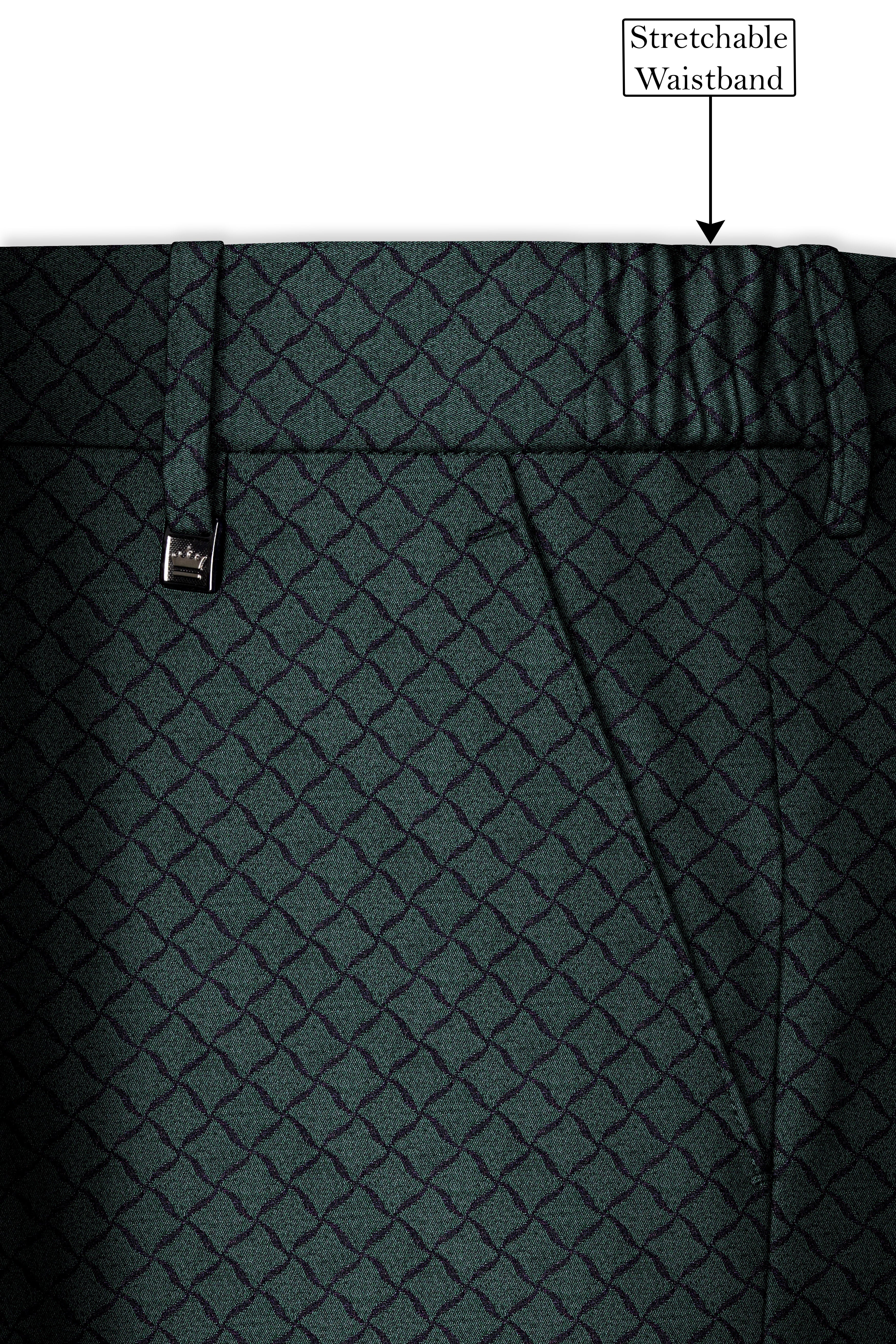 Gunmetal Green Jacquard Textured Designer Single Breasted Suit