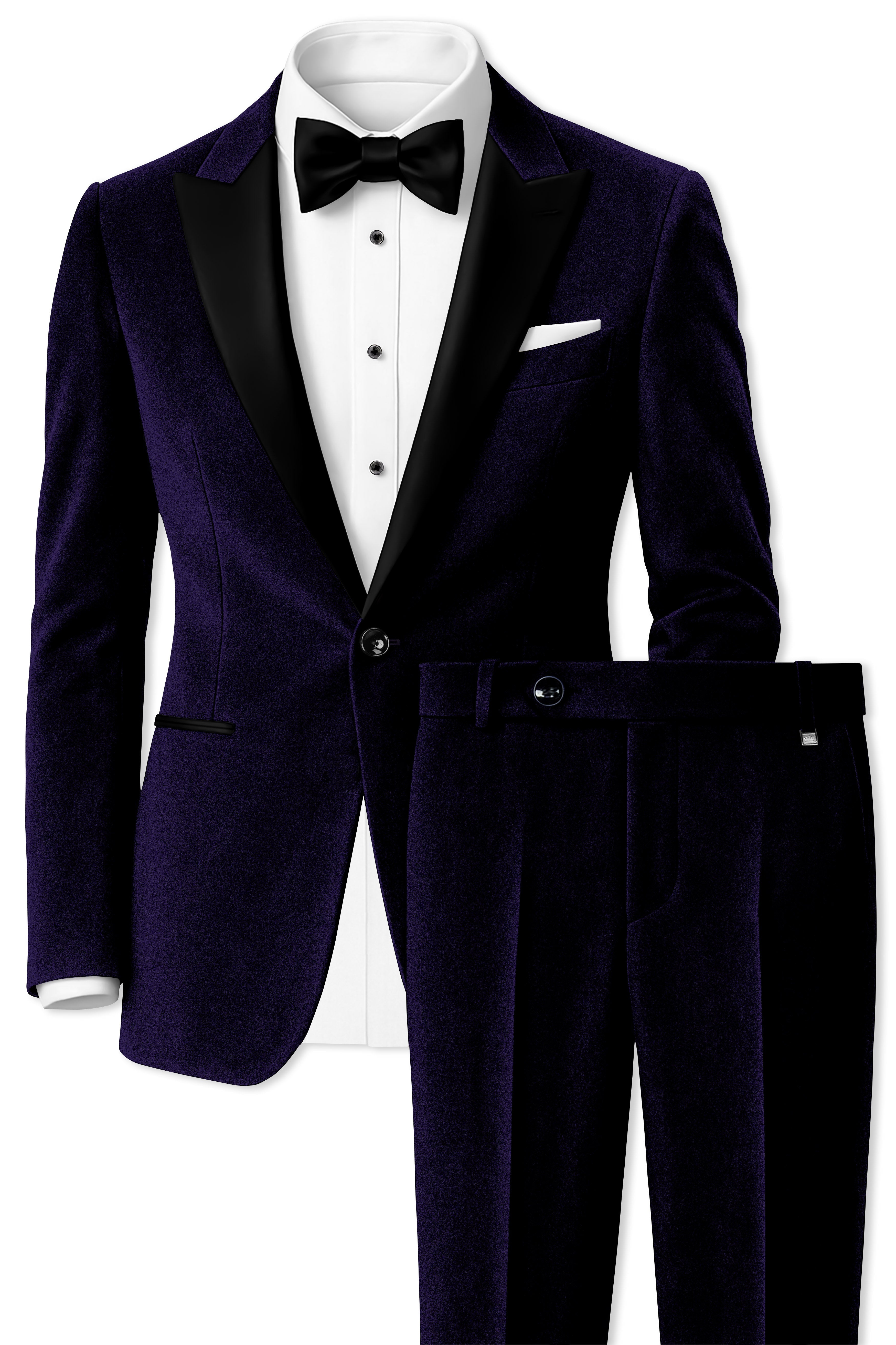 Majesty-Affair Royal Purple Velvet Peak Lapel Tuxedo Suit