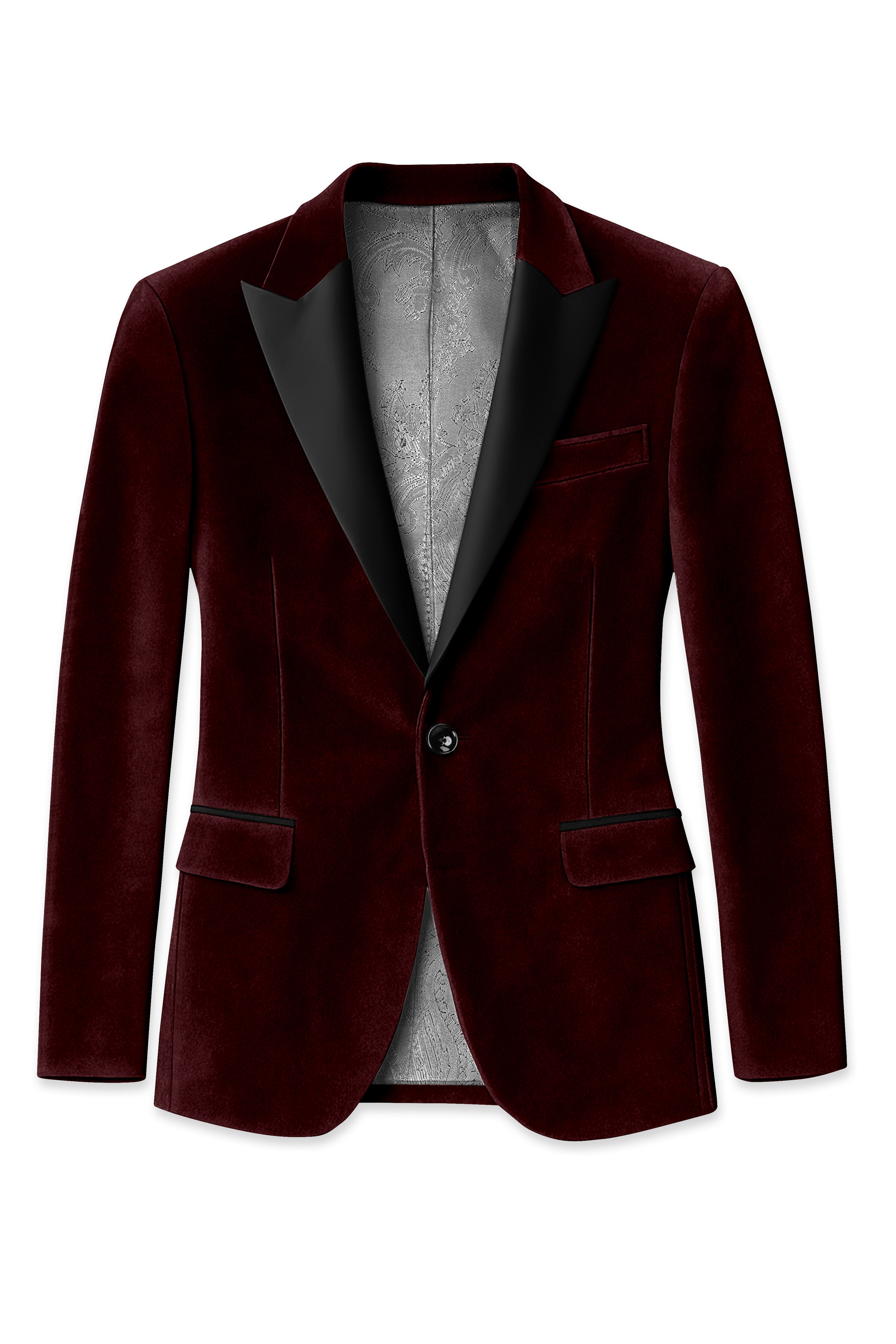 Heritage-Creole Maroon Velvet Peak Lapel Tuxedo Suit