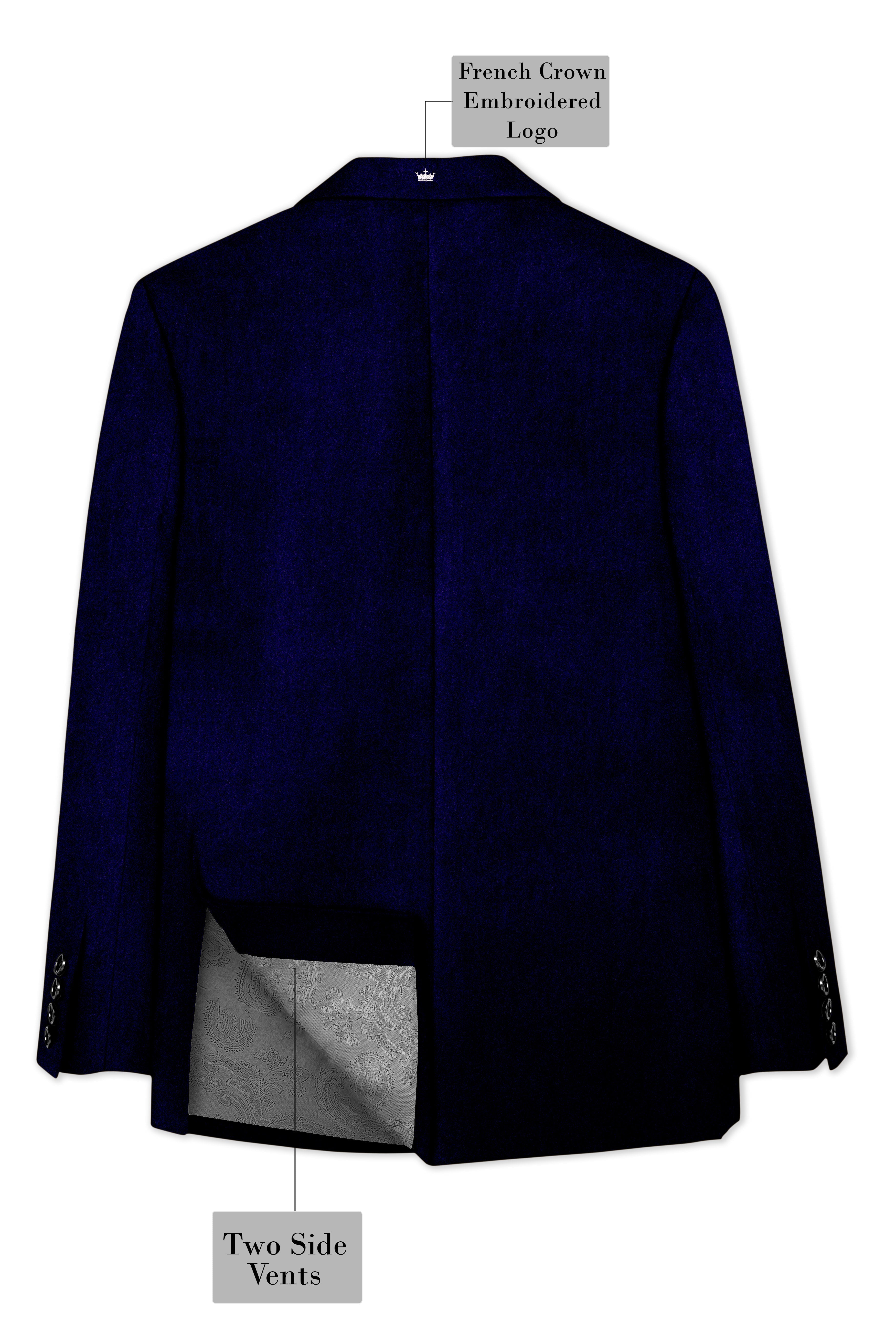 Aether-Stratos Blue Velvet Peak Lapel Tuxedo Suit