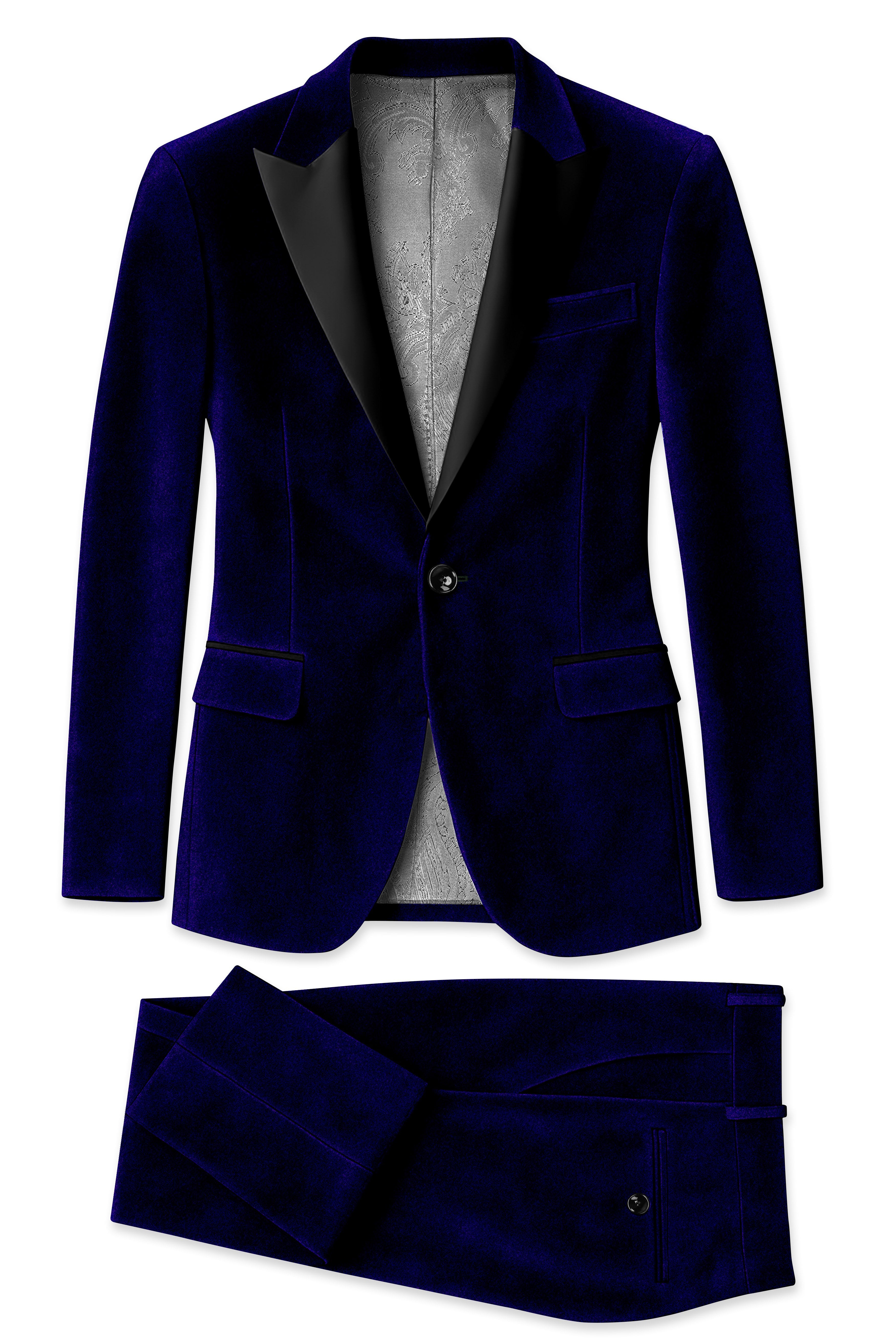 Aether-Stratos Blue Velvet Peak Lapel Tuxedo Suit