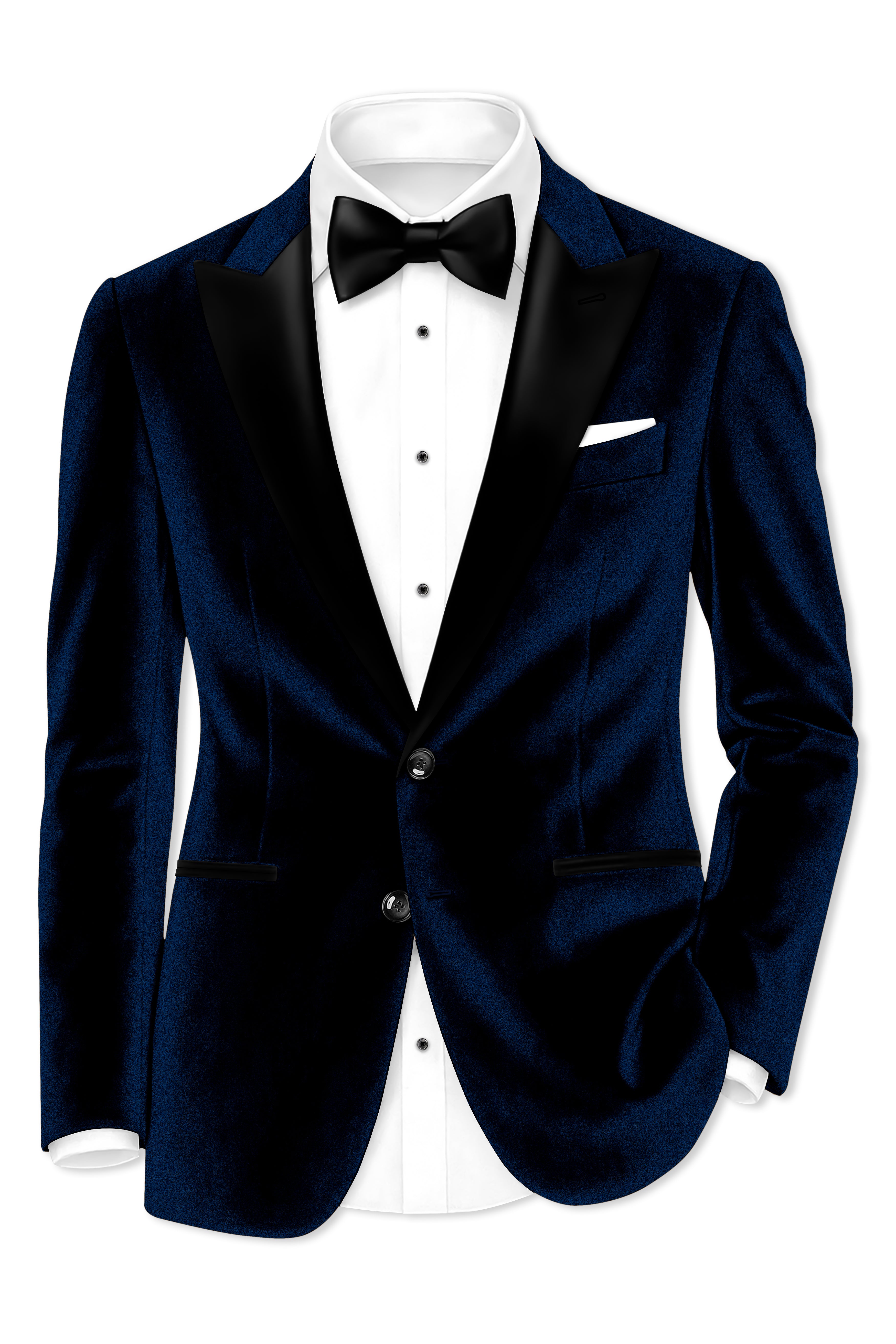 Ashen-Cinder Blue Velvet Peak Lapel Tuxedo Suit