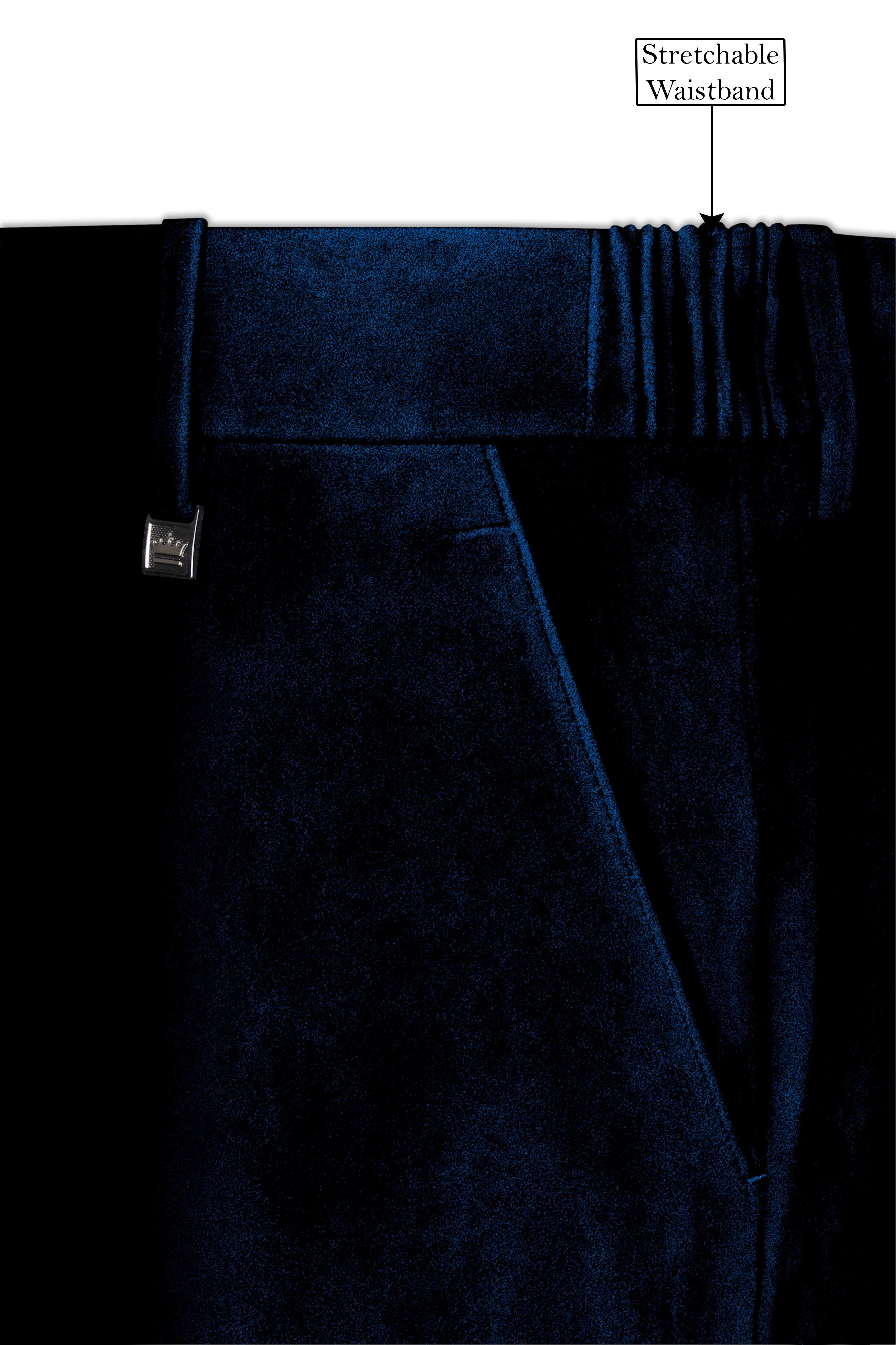 Ashen-Cinder Blue Velvet Peak Lapel Tuxedo Suit