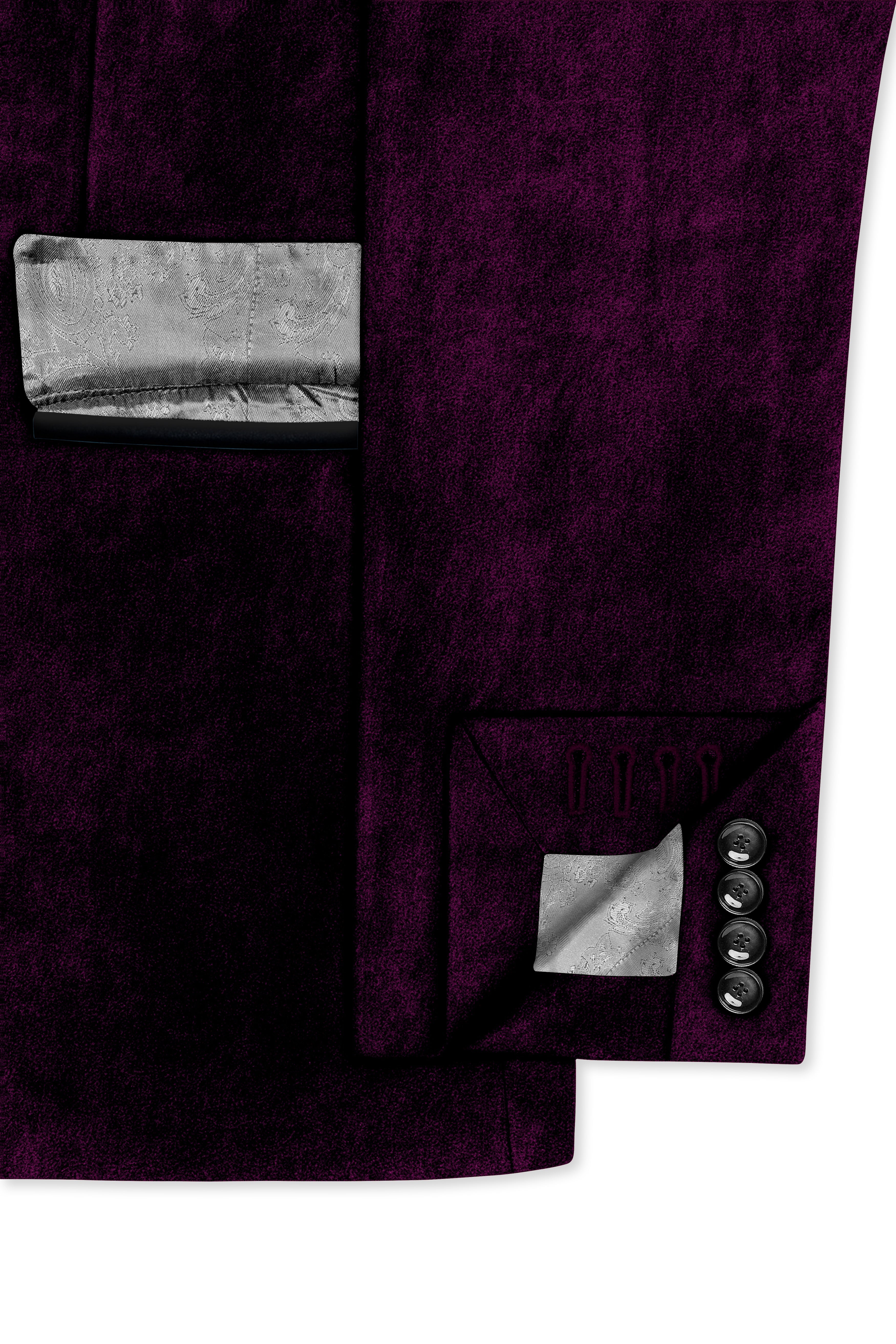 Merlot-Asphalt Wine Purple Velvet Peak Lapel Tuxedo Suit
