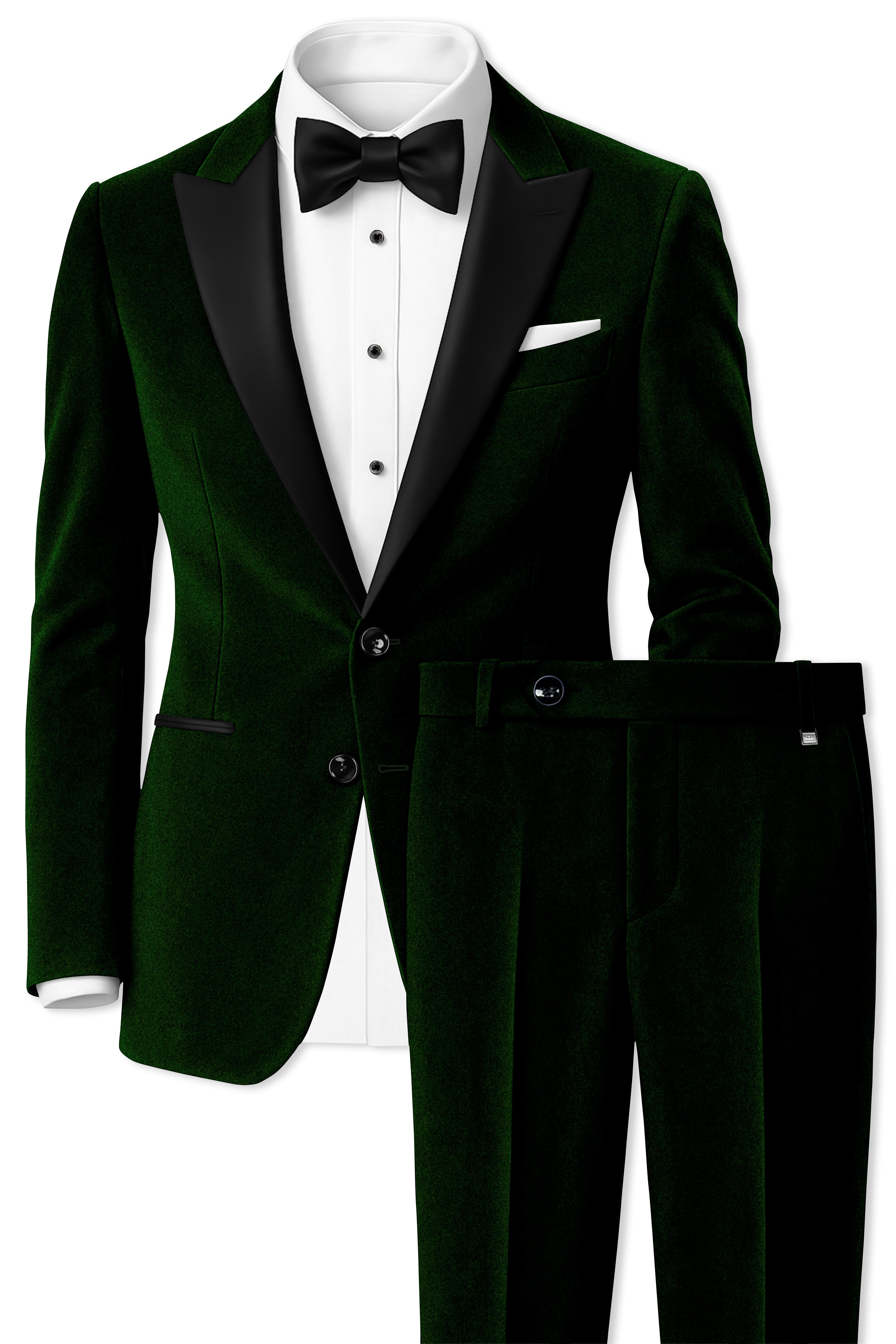 Emerald-Sacramento Green Velvet Peak Lapel Tuxedo Suit